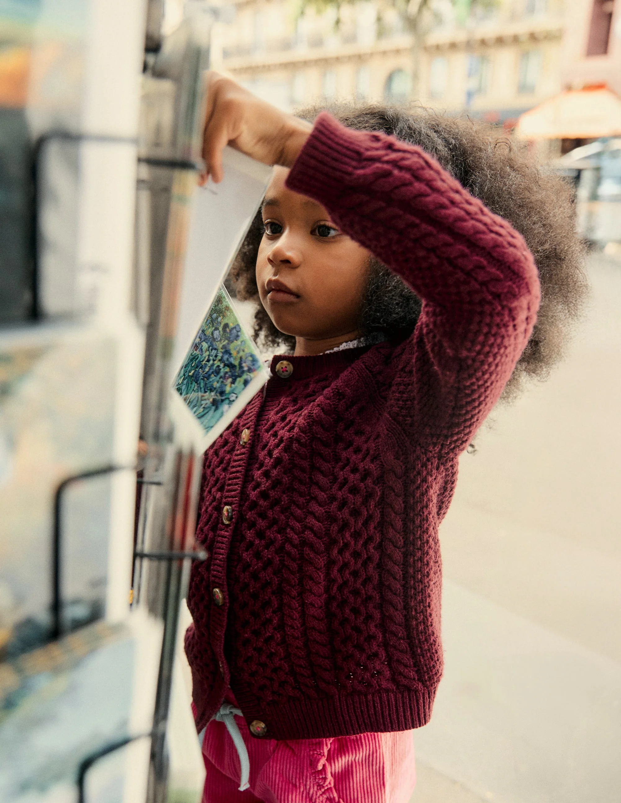 Heritage Cable Cardigan-Plum - Image 4