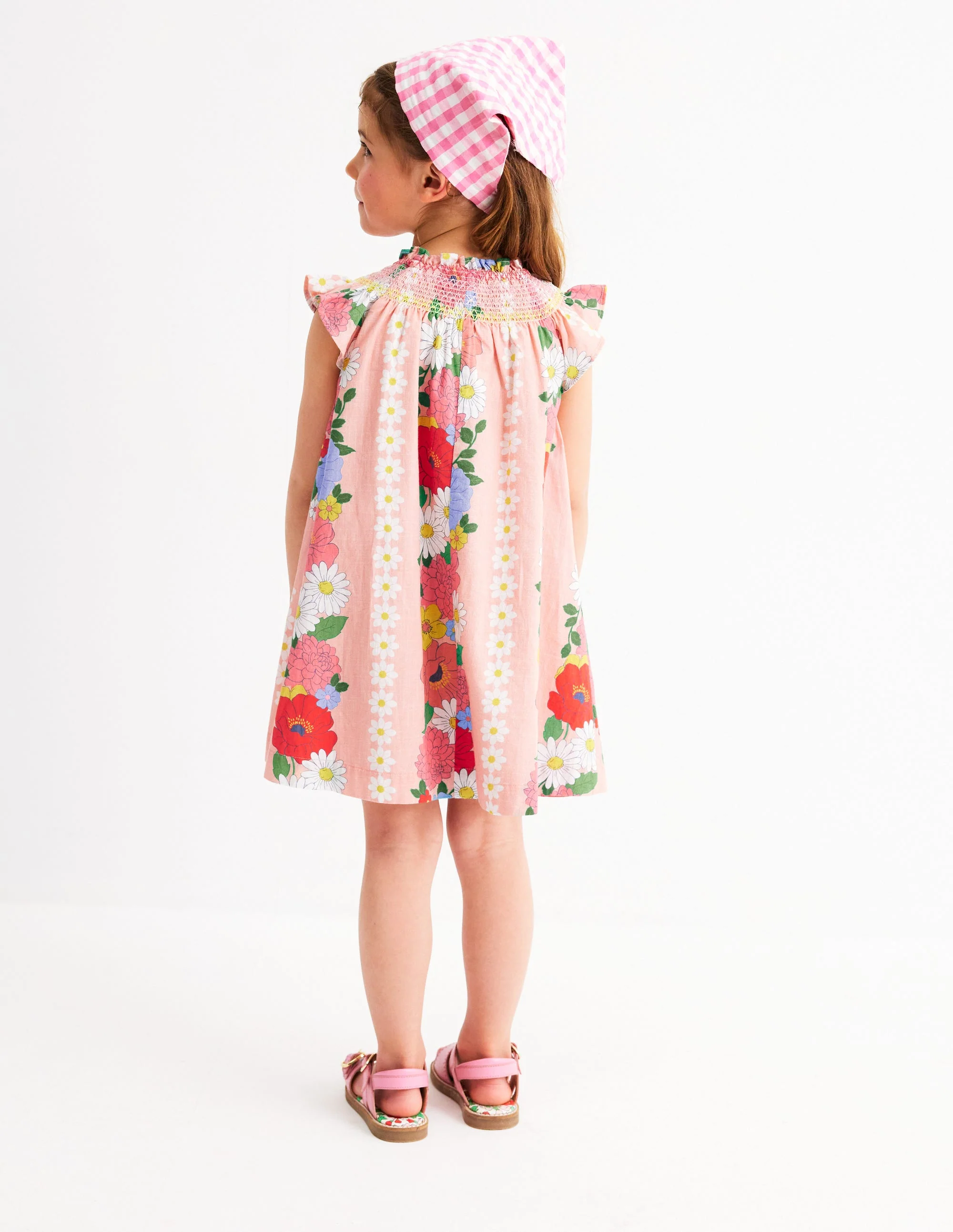 Holiday Smocked Dress-Chalk Pink Flower - Image 3