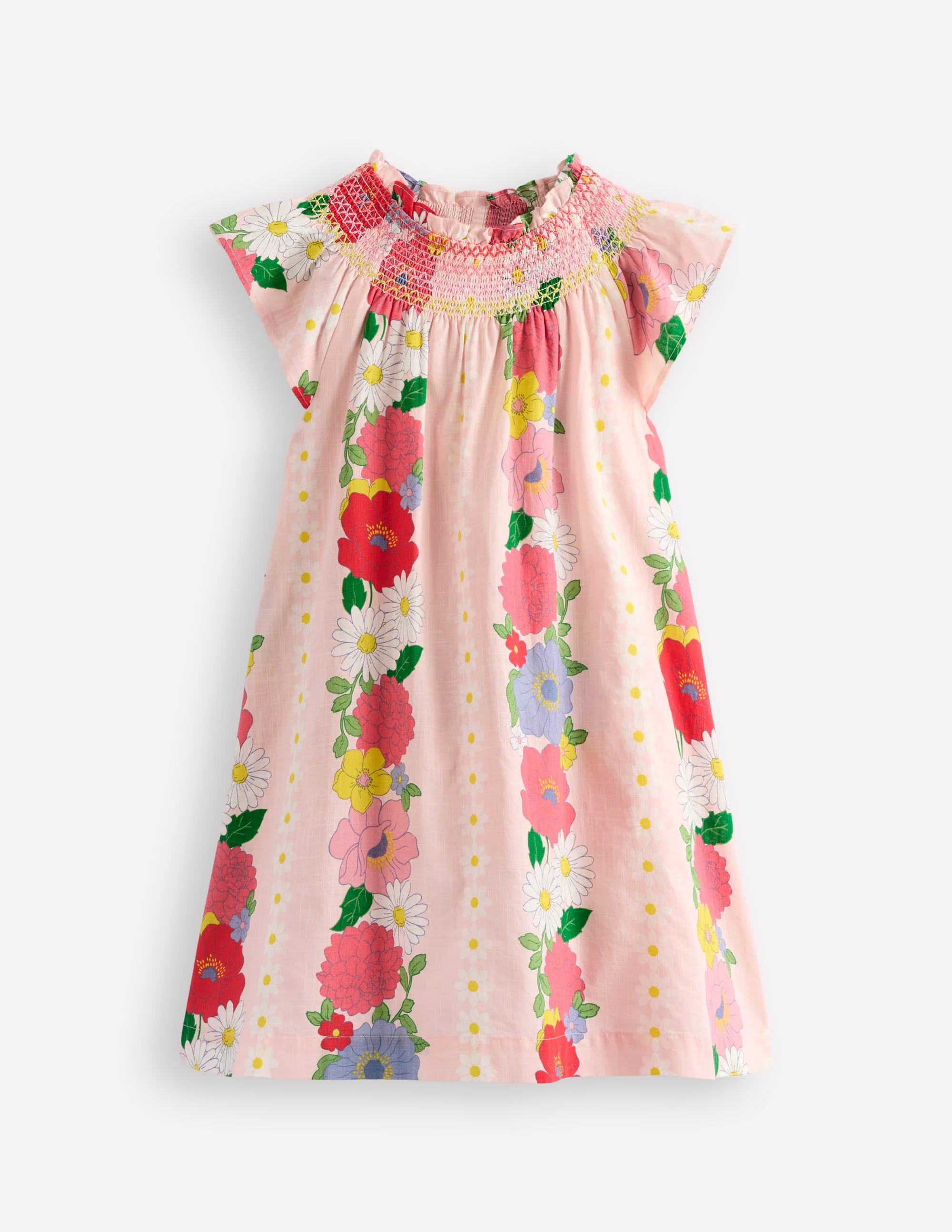 Holiday Smocked Dress-Chalk Pink Flower - Image 4