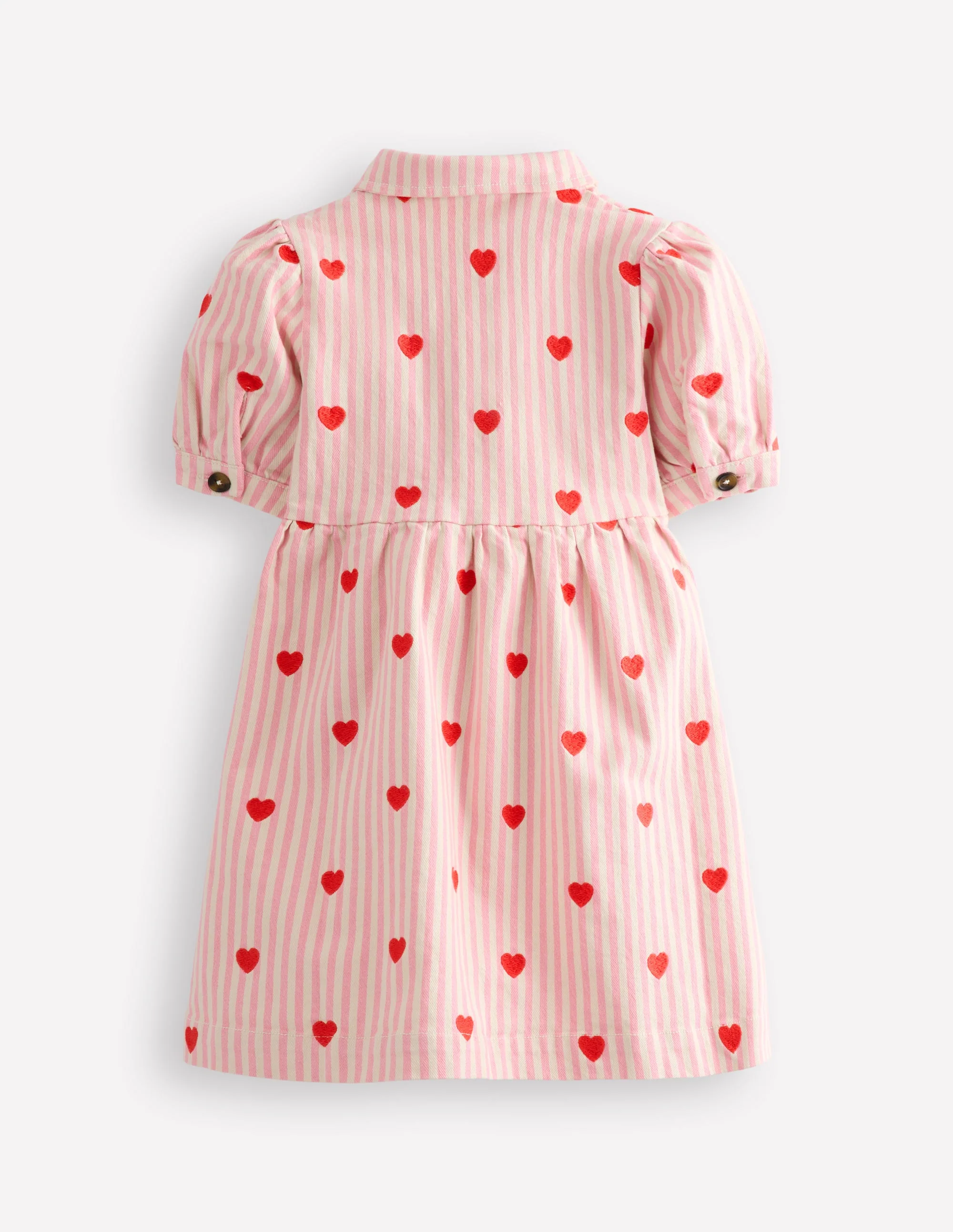 Izzy Denim Shirt Dress-Vanilla/Bubblegum Hearts - Image 2