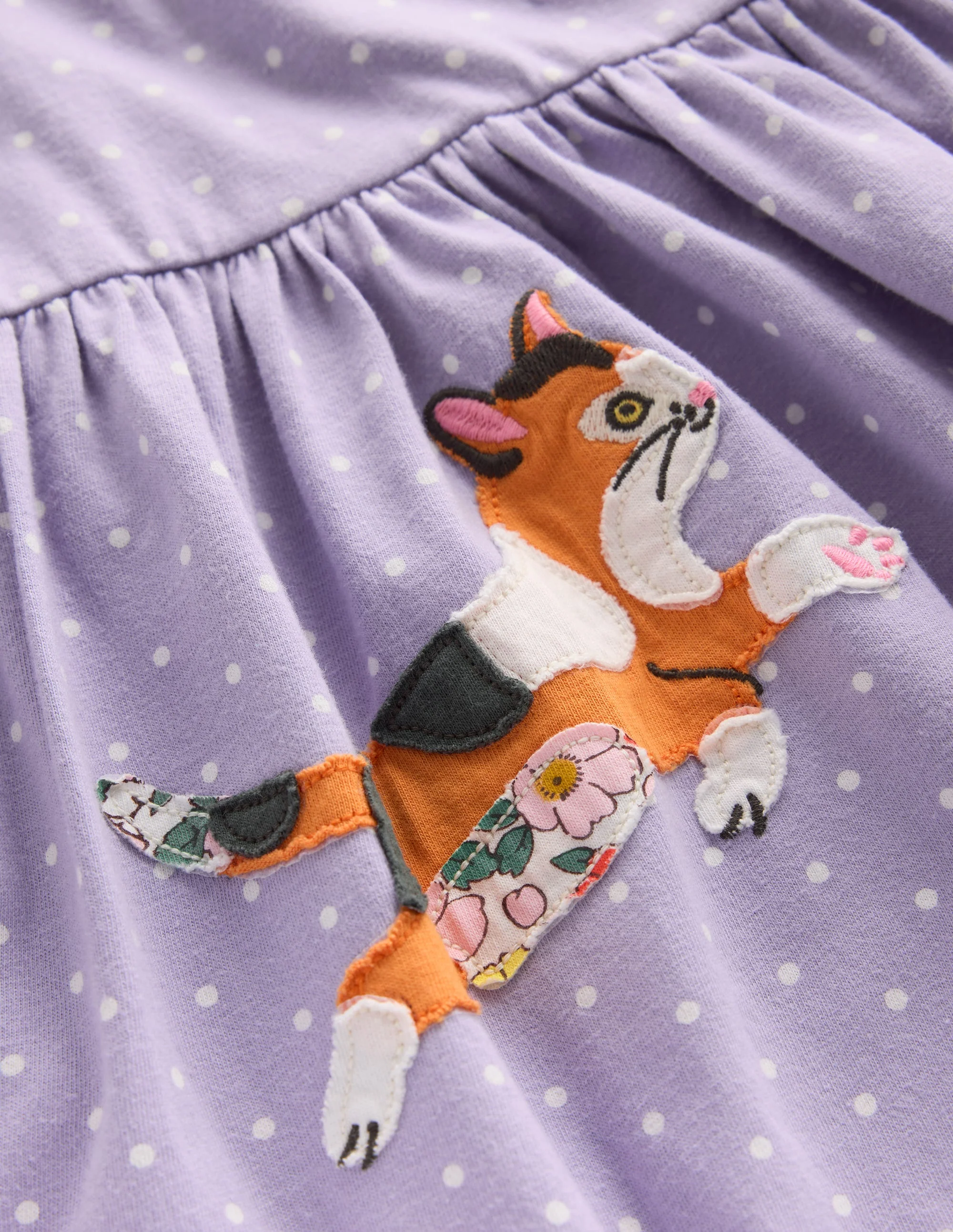 Jersey Applique Dress-Misty Lavender Cats - Image 3