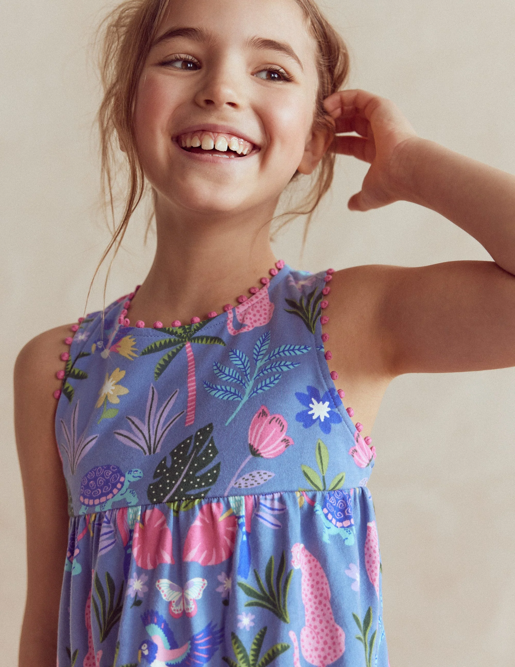 Jersey Cross-back Dress-Quiet Harbour Animal Palm - Image 3