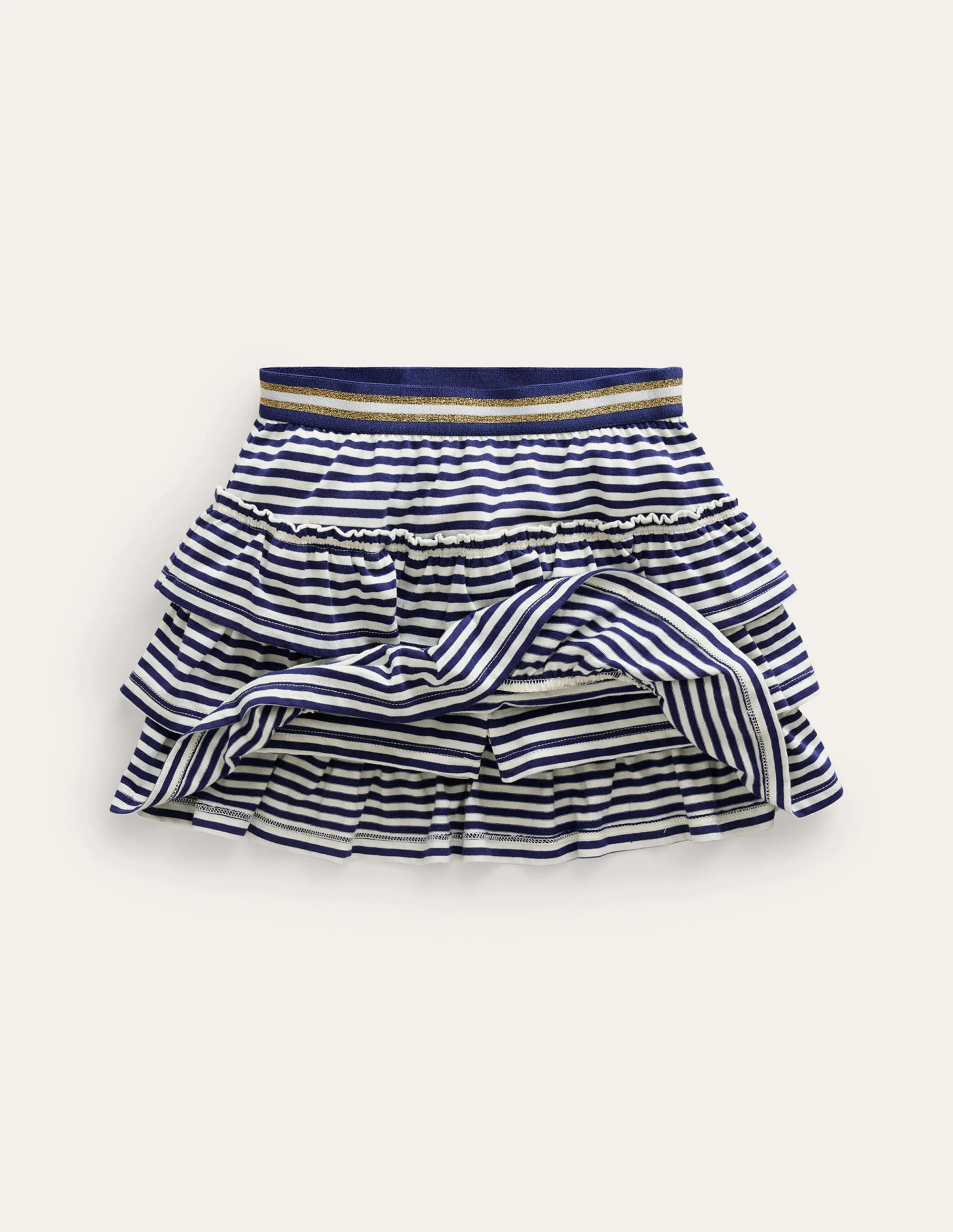 Jersey Ruffle Skort-College Navy/Ivory - Image 4
