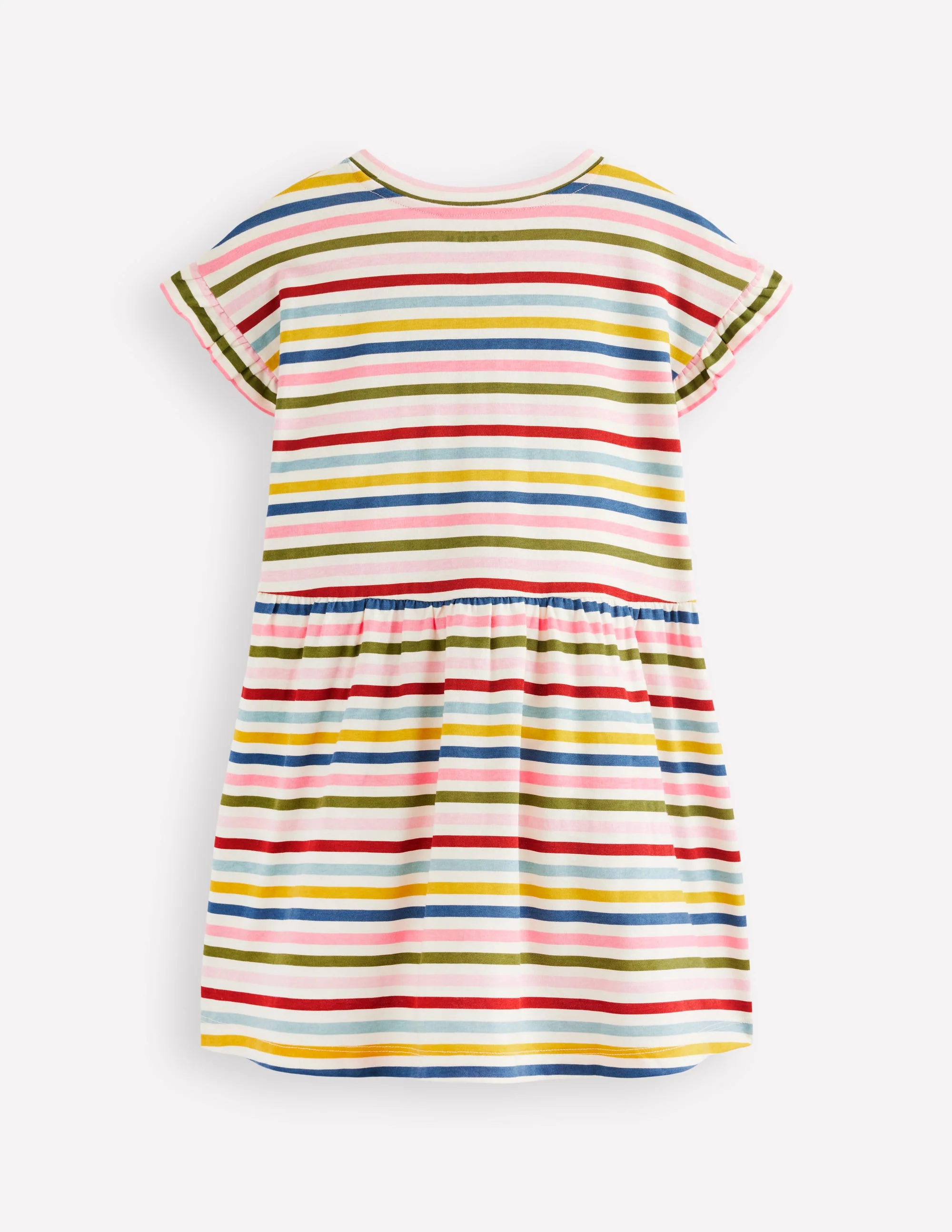 Jersey T-Shirt Dress-Maroon, Pink and Blue Stripe - Image 2
