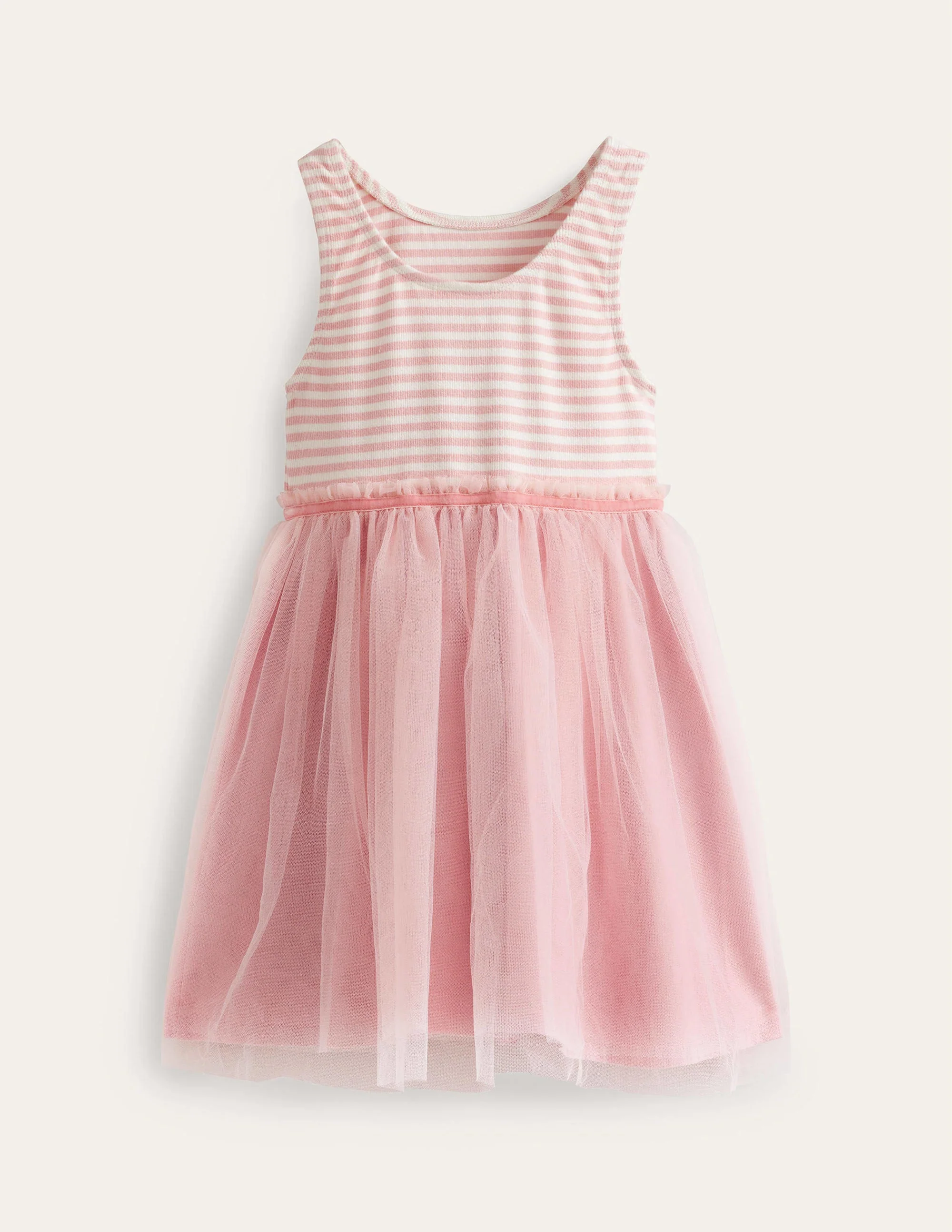 Jersey Tulle Mix Dress-Ballet Pink / Ivory Stripe - Image 2