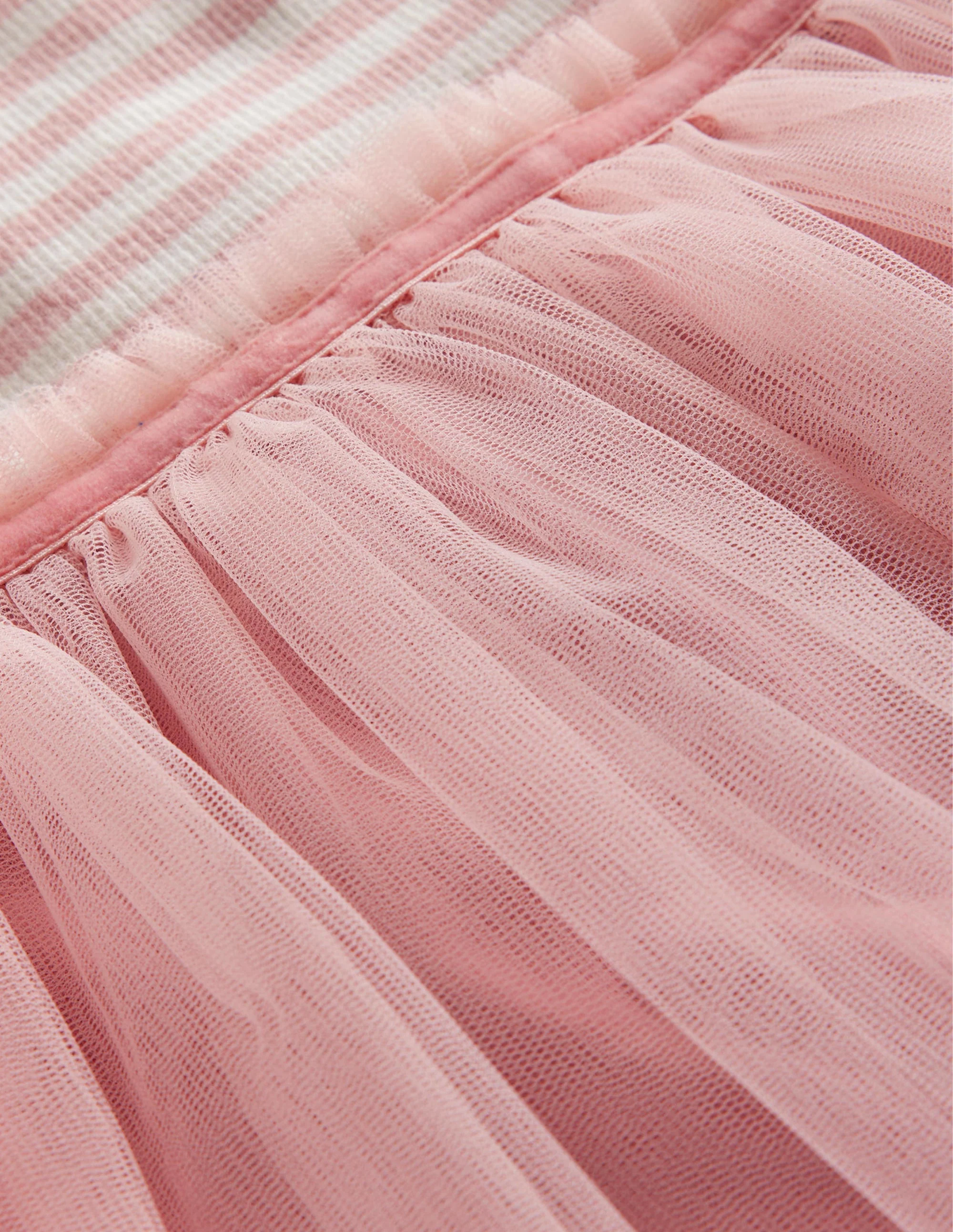 Jersey Tulle Mix Dress-Ballet Pink / Ivory Stripe - Image 3