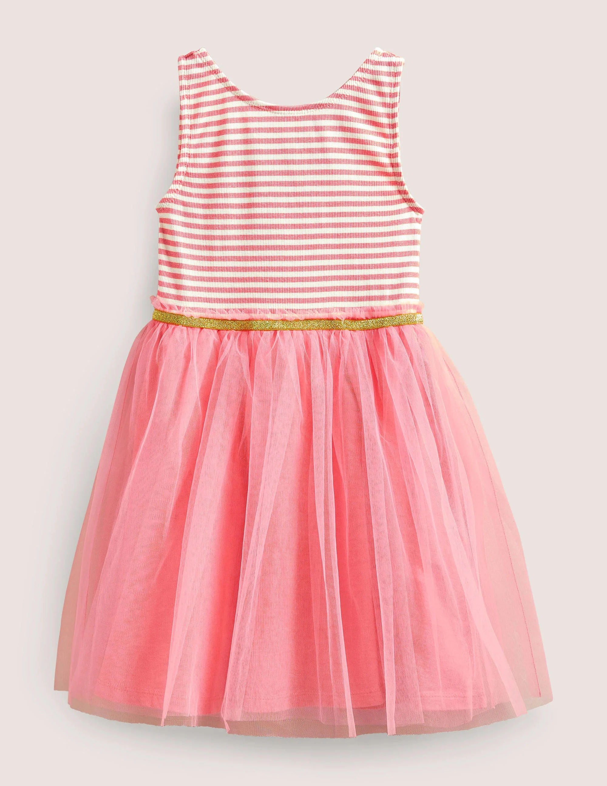 Jersey Tulle Mix Dress-Light Rose