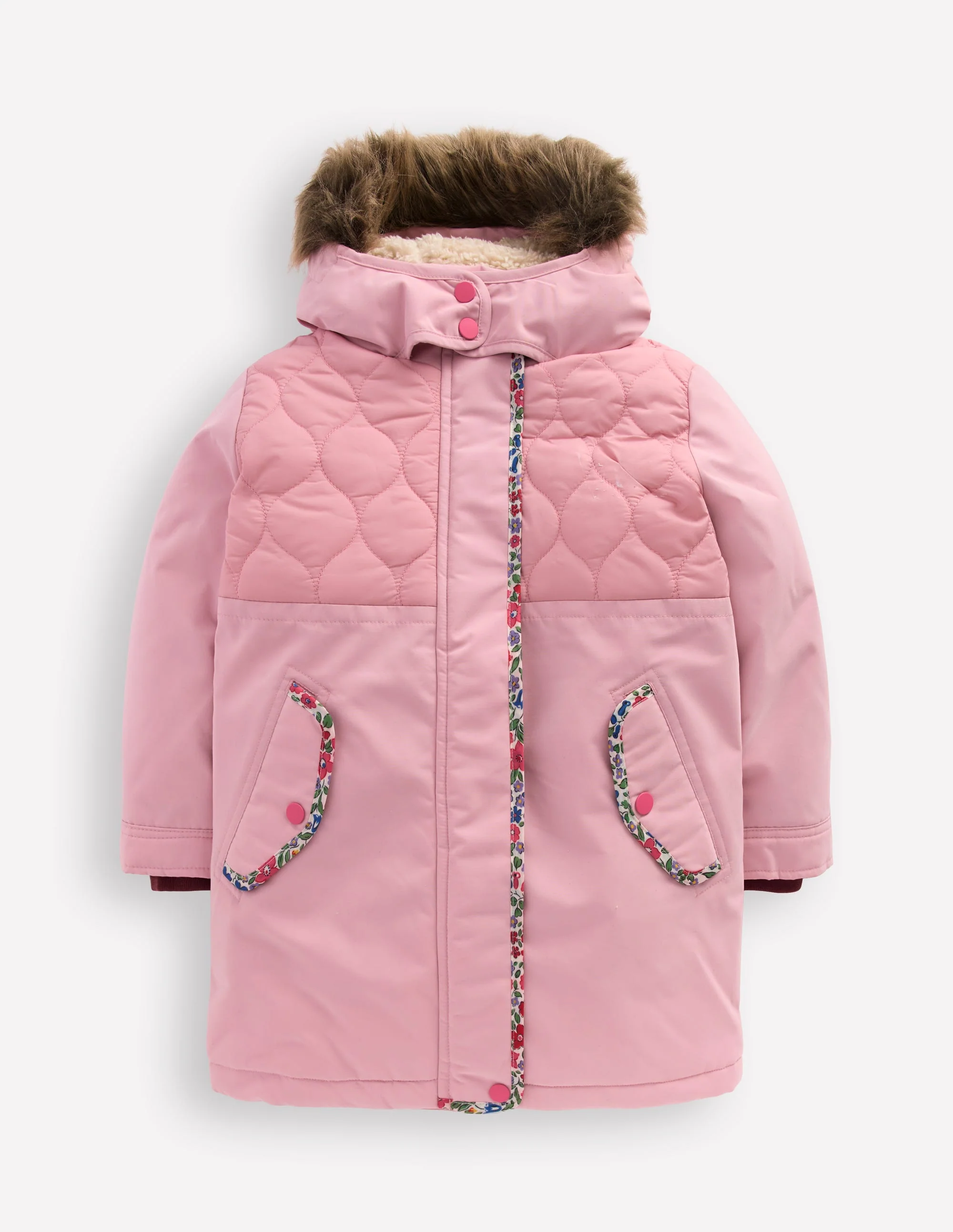 Joni Quilted Parka Coat-Pink