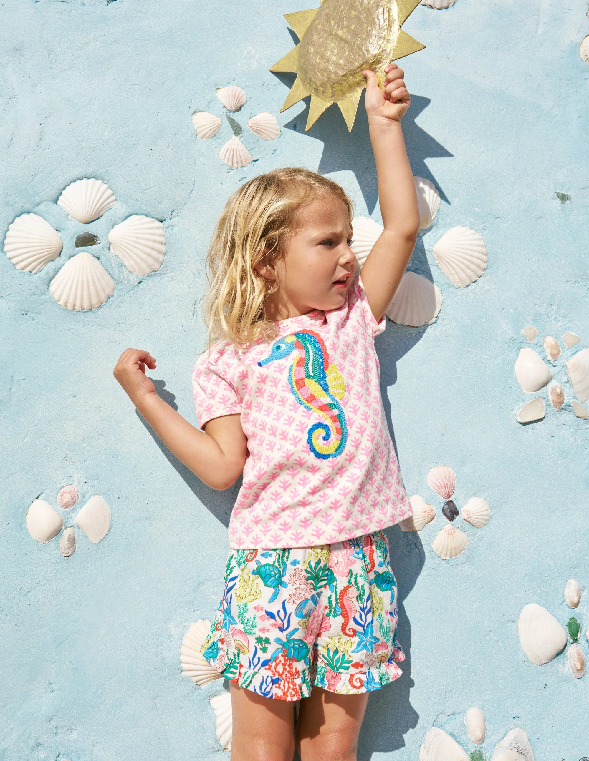 Juniper Woven Frill Shorts-Multi Coral Cove - Image 4