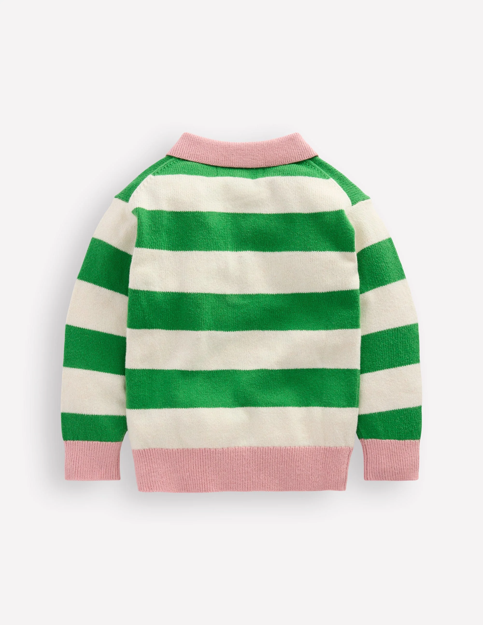 Knitted Rugby Sweater-Pea Green/Ecru Marl - Image 5