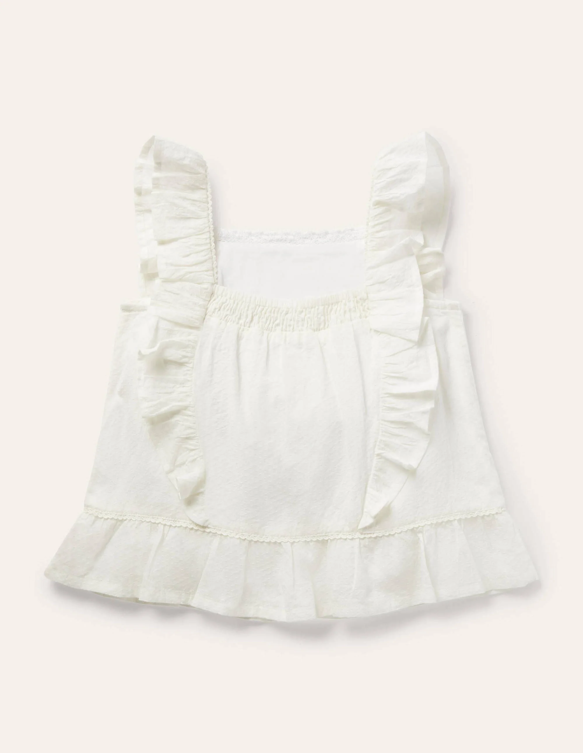 Lace Frill Woven Top-Ivory - Image 2