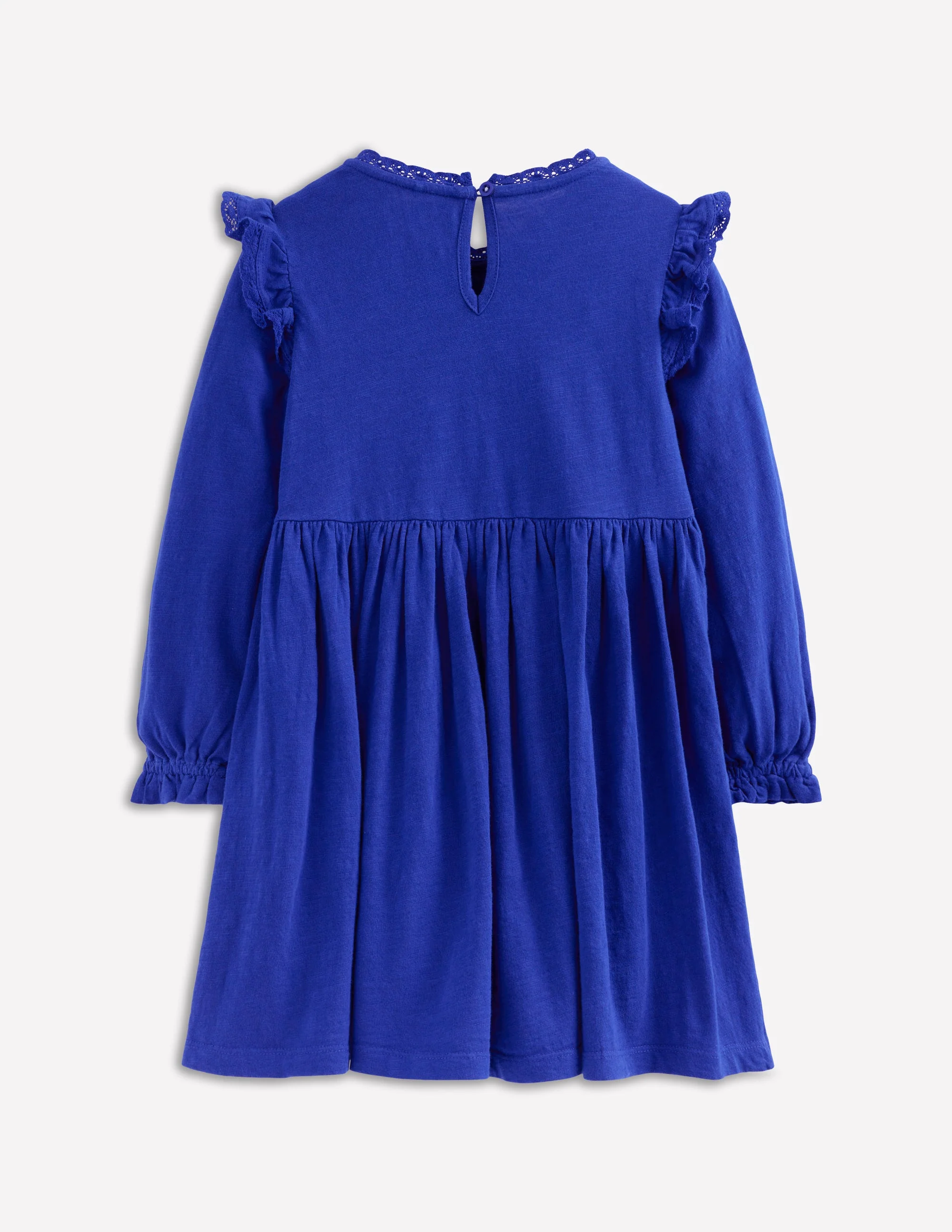Lace Trim Jersey Dress-Bluejay - Image 2