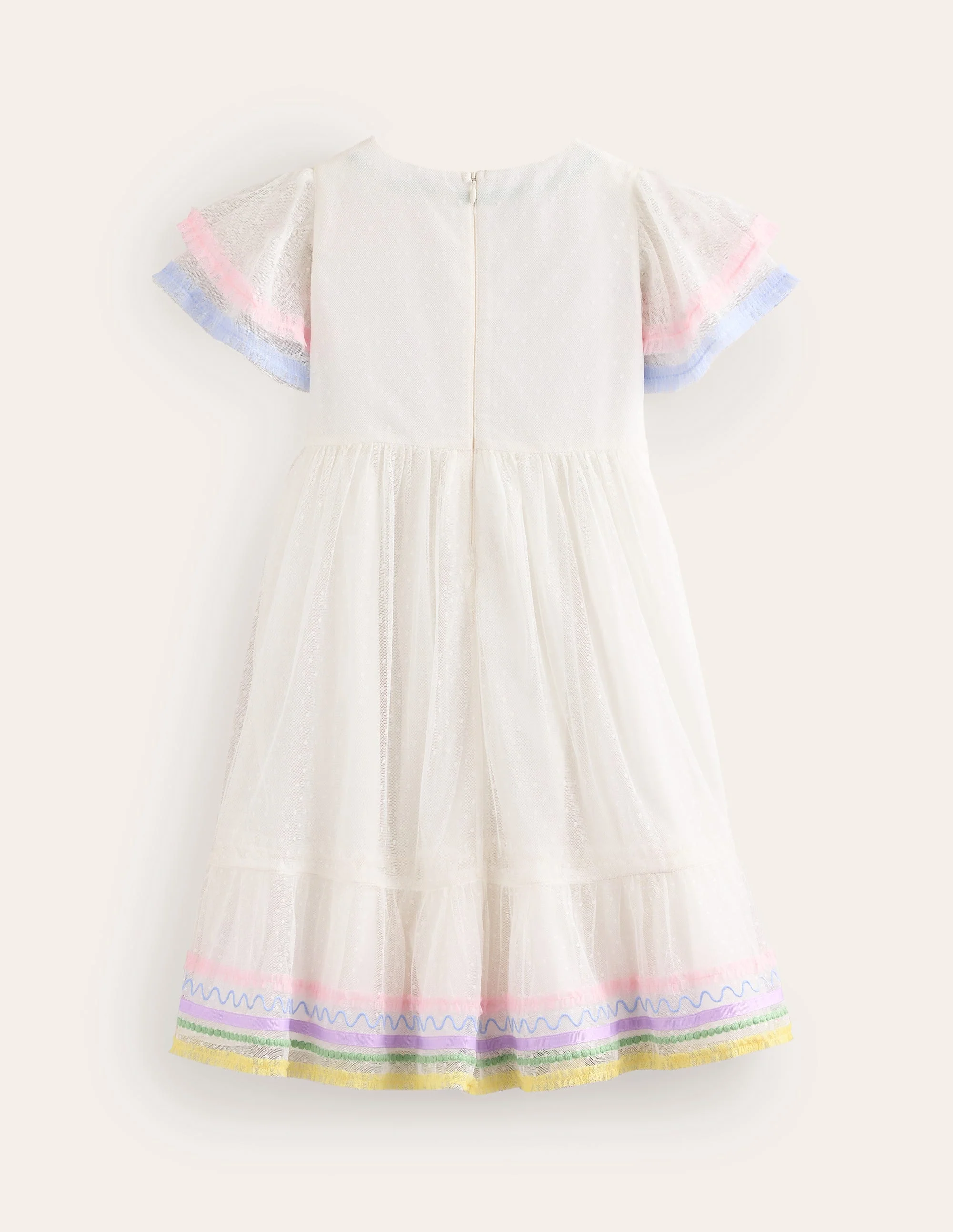 Lace Trim Tulle Dress-Ivory - Image 2