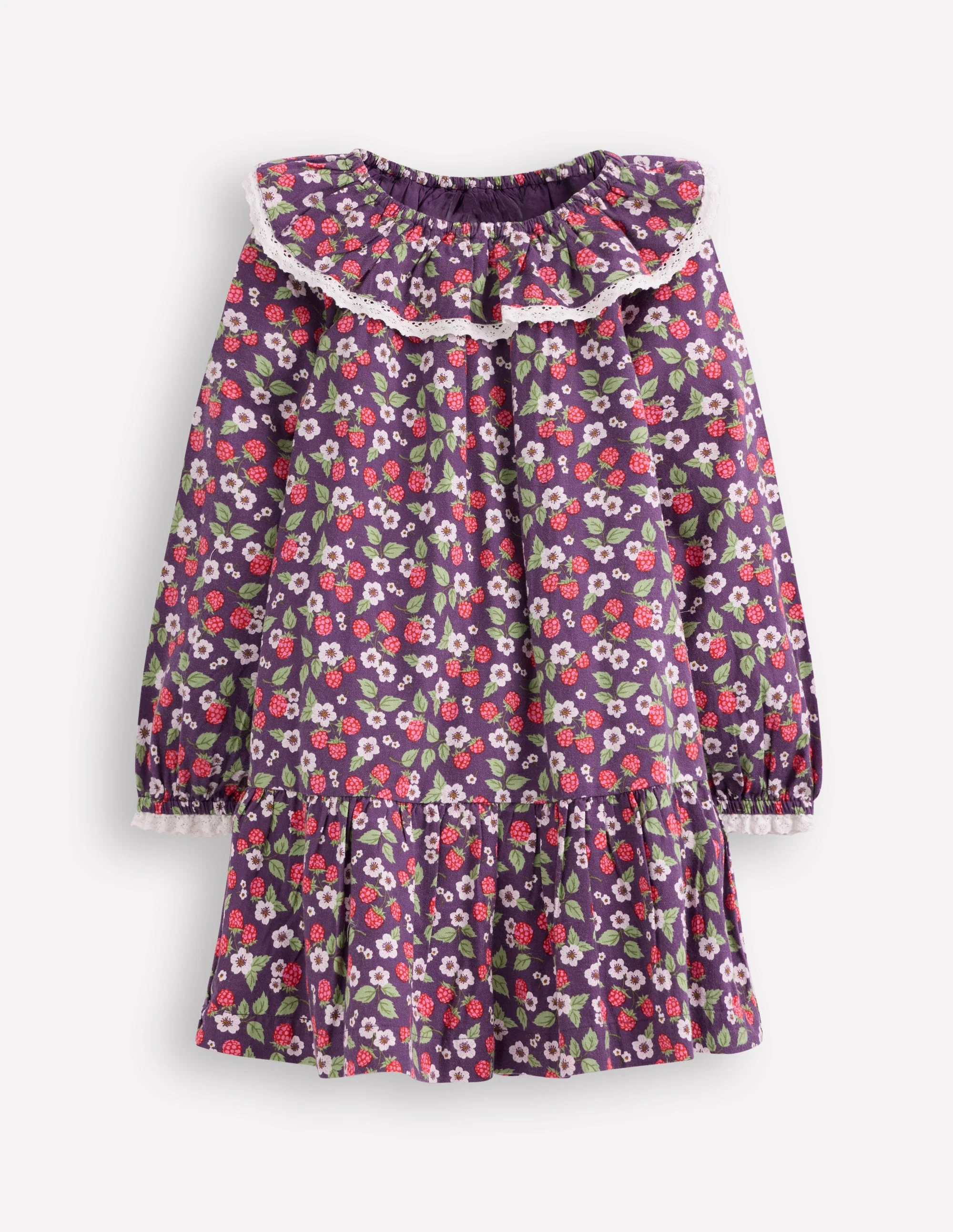 Lace Trim Woven Dress-Purple Vintage Berry