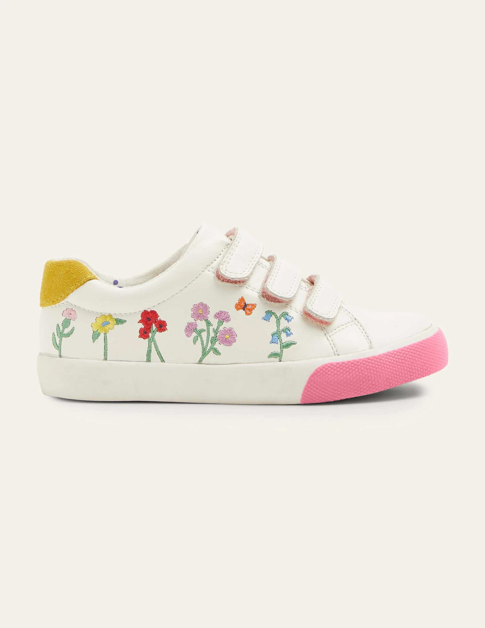 Leather Low Top Sneakers-Ivory Floral