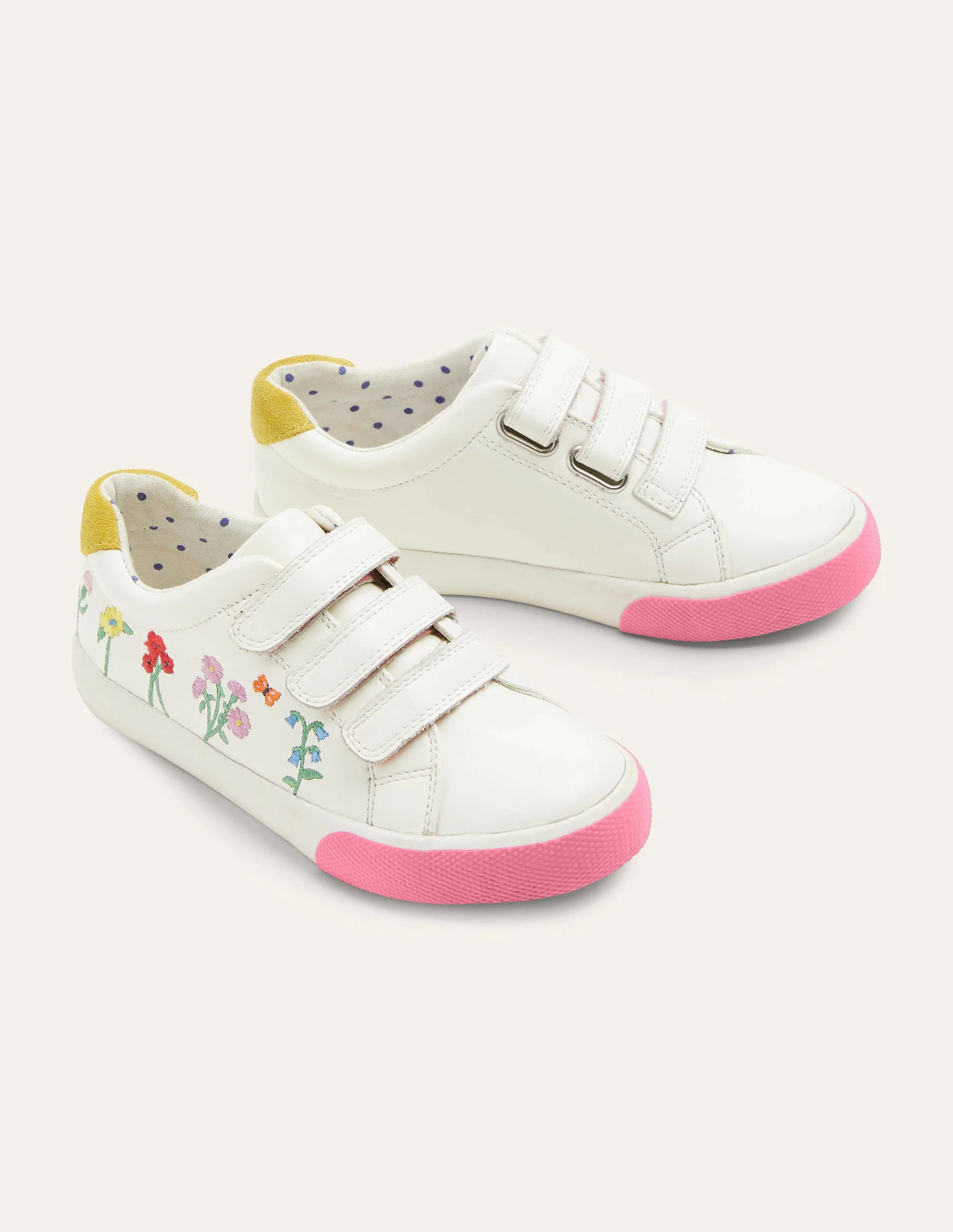 Leather Low Top Sneakers-Ivory Floral - Image 2