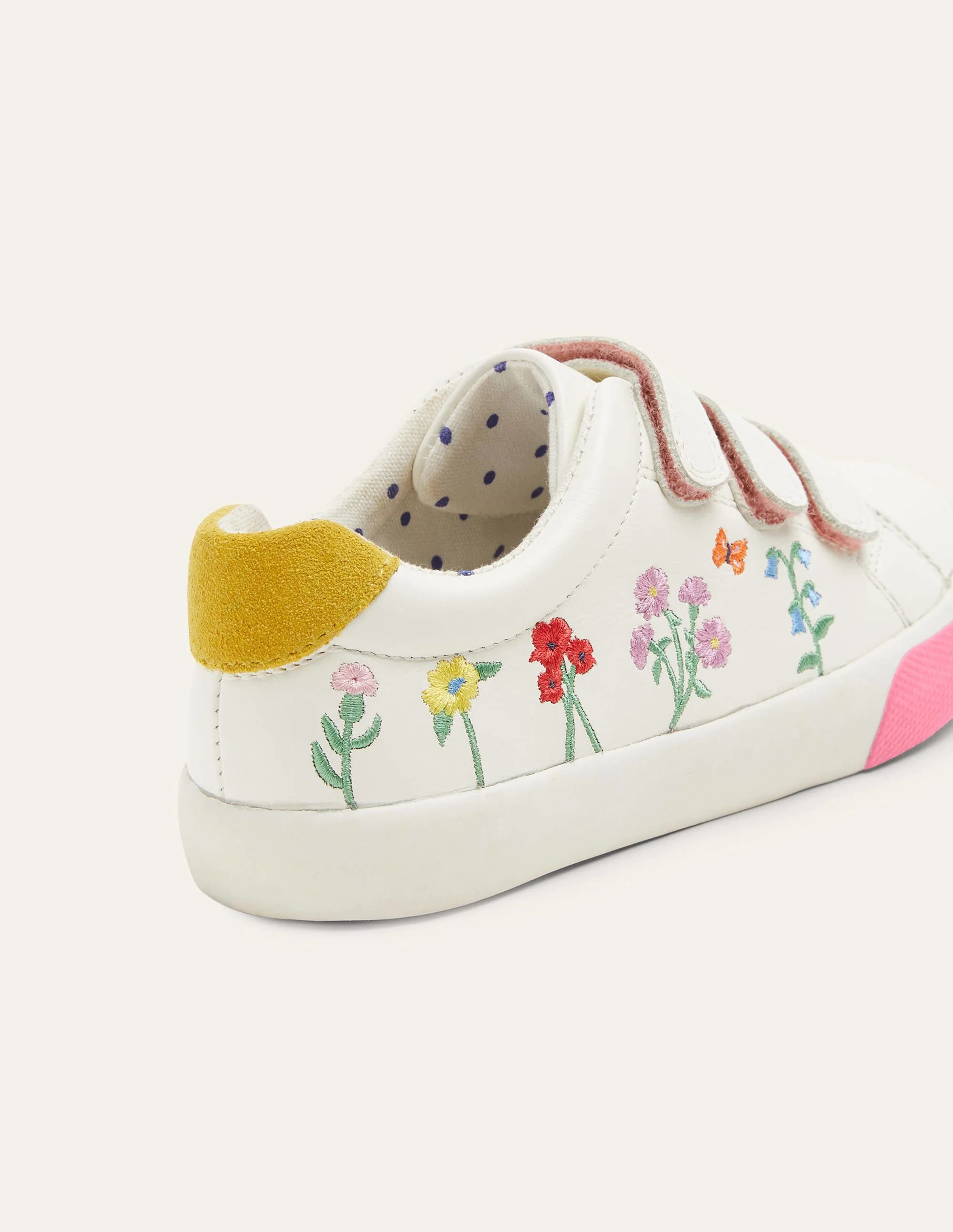 Leather Low Top Sneakers-Ivory Floral - Image 3