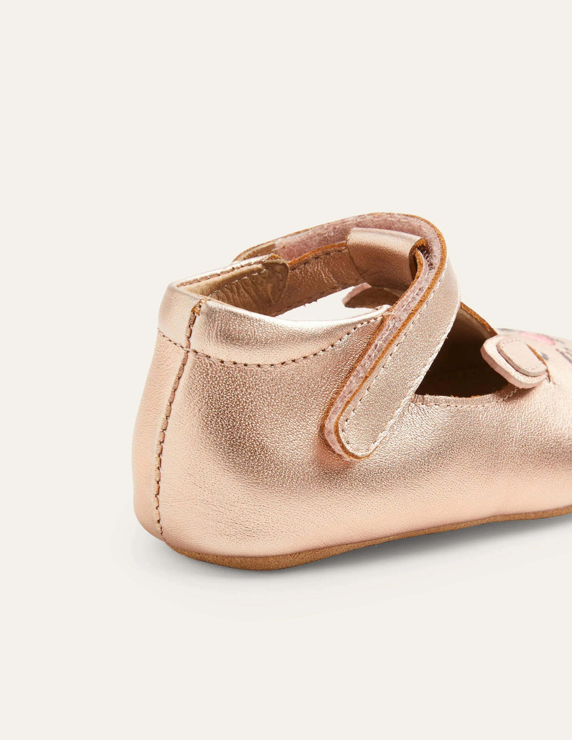 Leather Pram shoes-Rose Gold Bunny - Image 3
