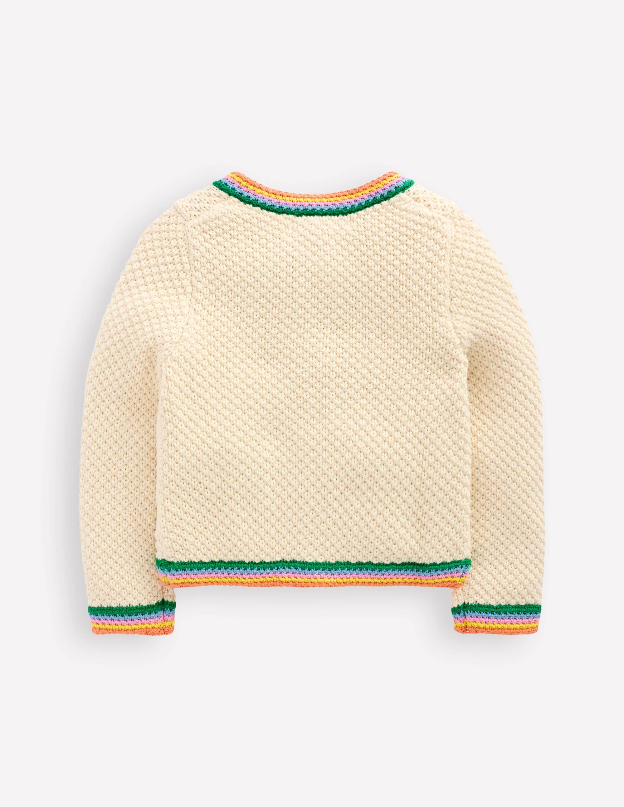 Libby Cotton Knitted Jacket-Ivory Rainbow - Image 2