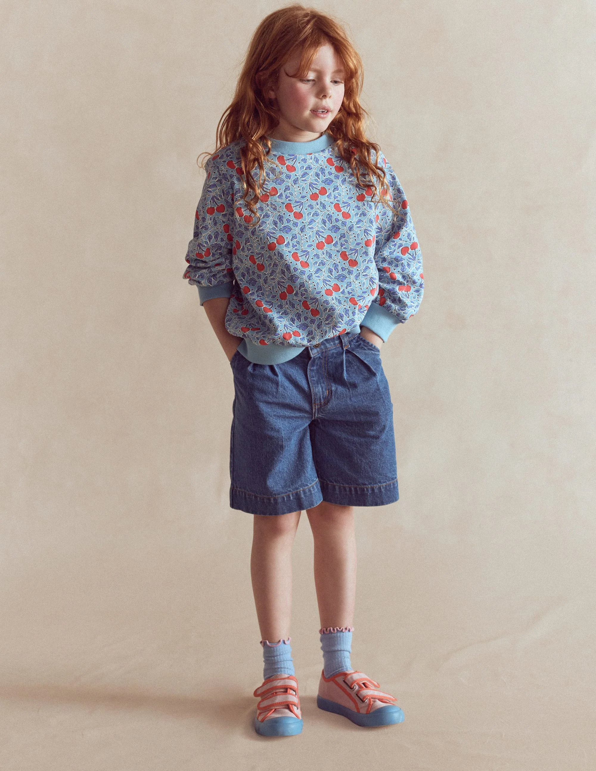 Long Denim Shorts-Mid Vintage Denim