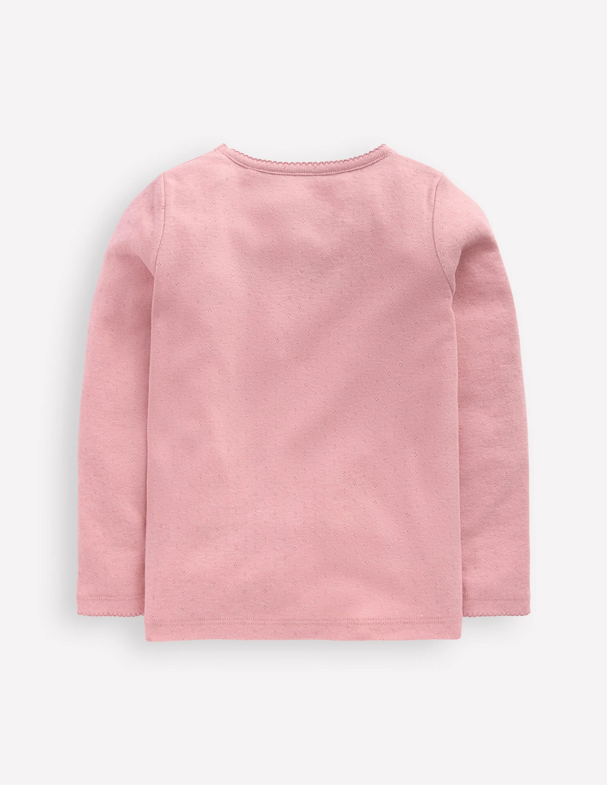 Long Sleeve Pointelle Top-Pink - Image 2