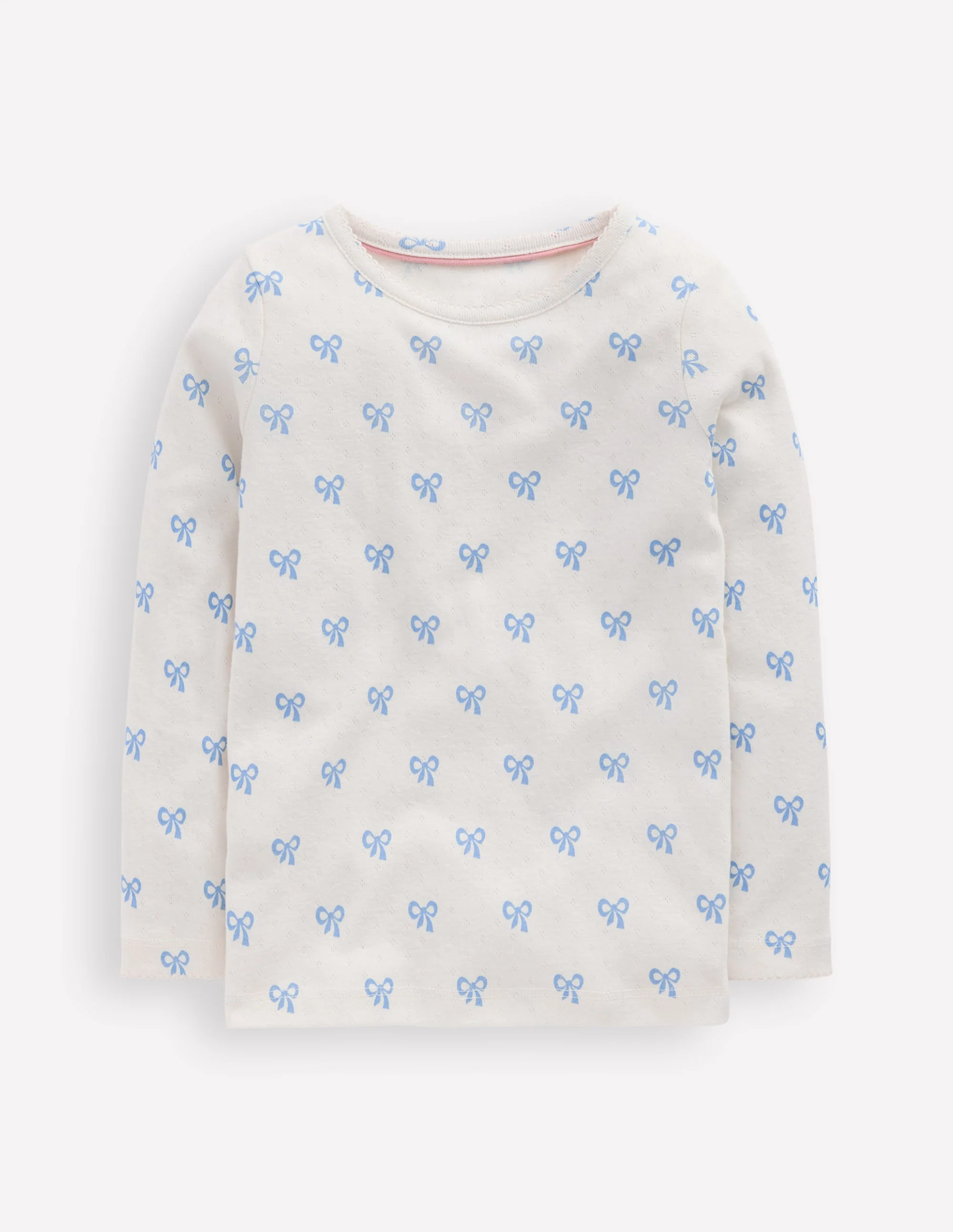 Long Sleeve Pointelle Top-Tiny Bows - Image 4