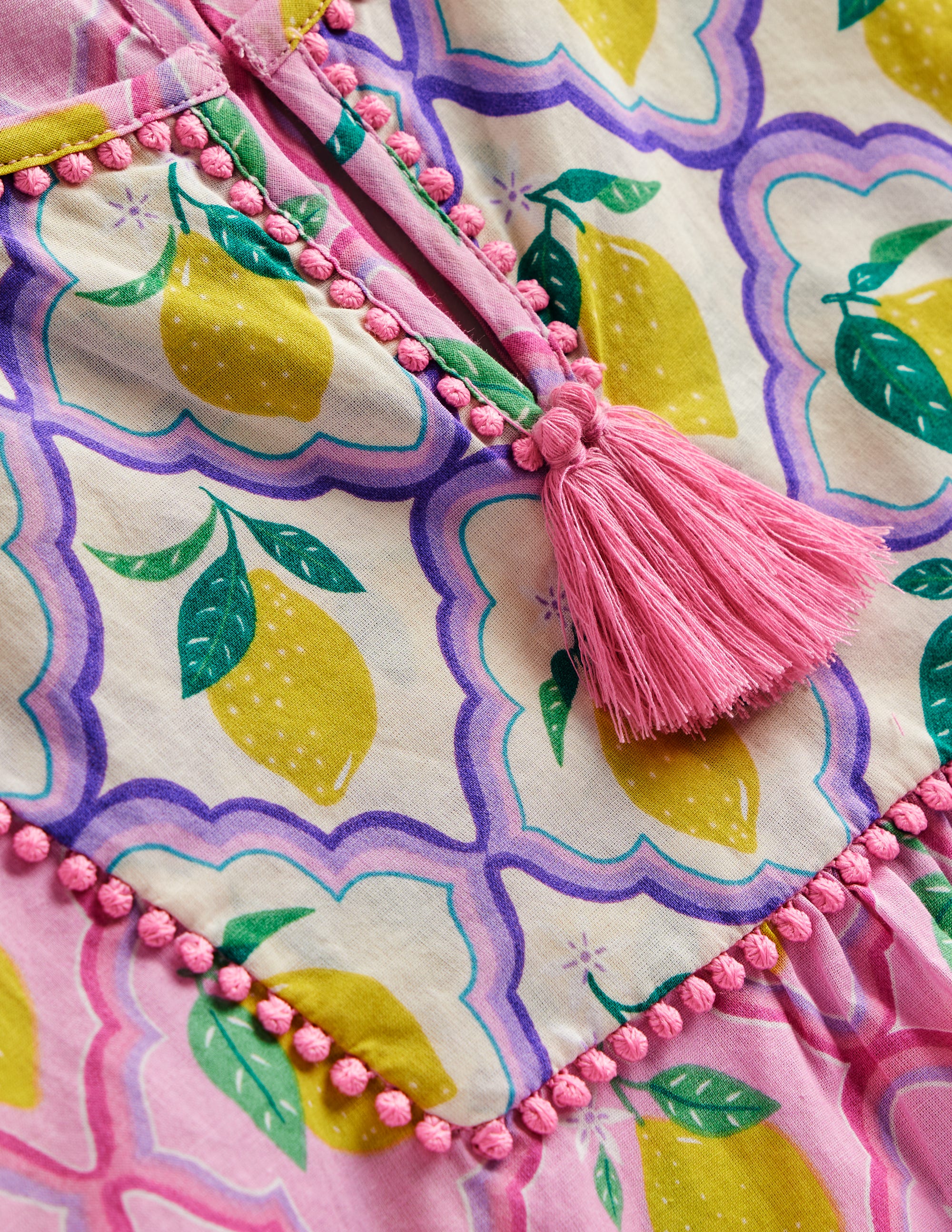 Long-sleeve Printed Kaftan-Pink Lemon Grove - Image 3