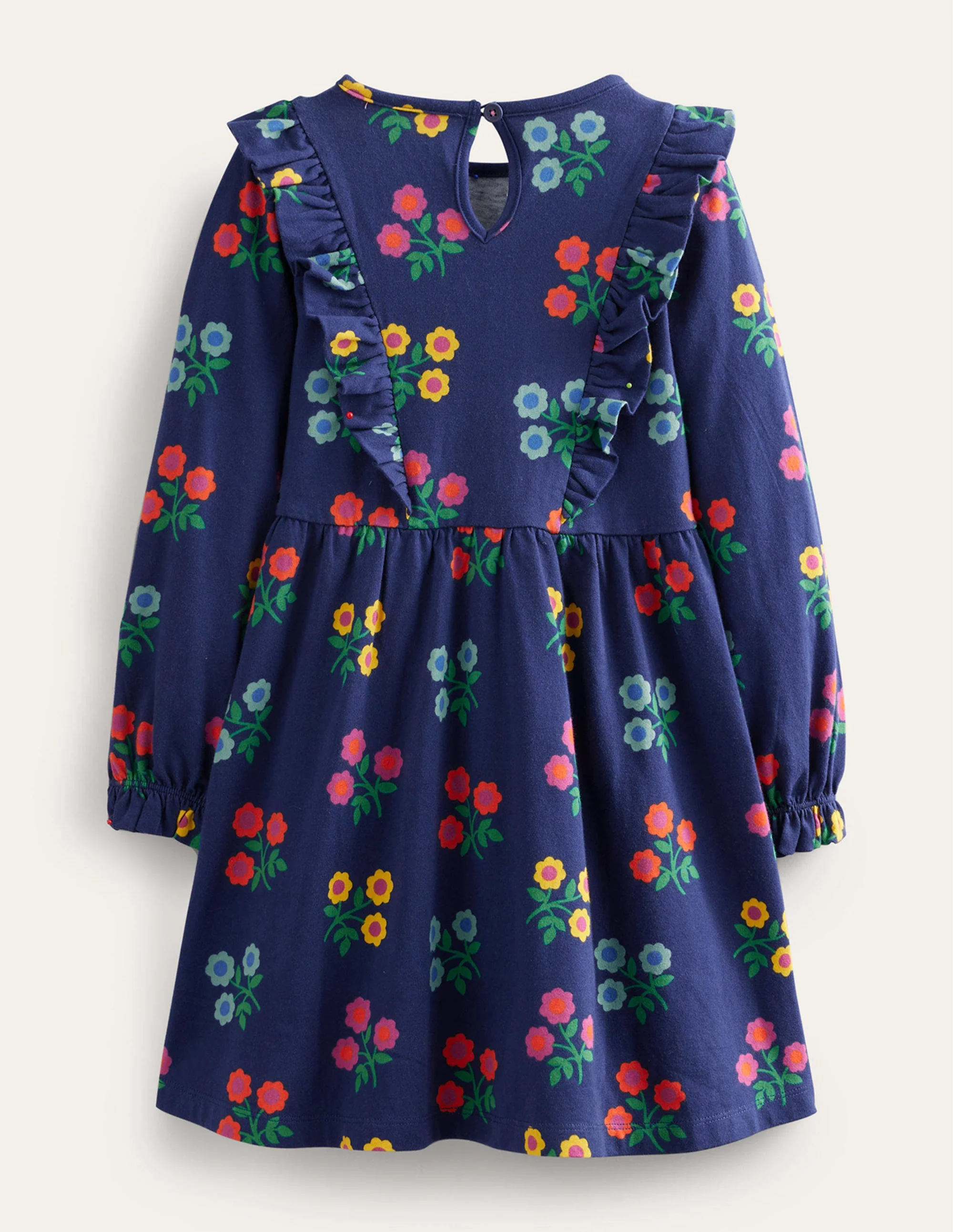 Long Sleeve Ruffle  Dress-College Navy Flower - Image 2