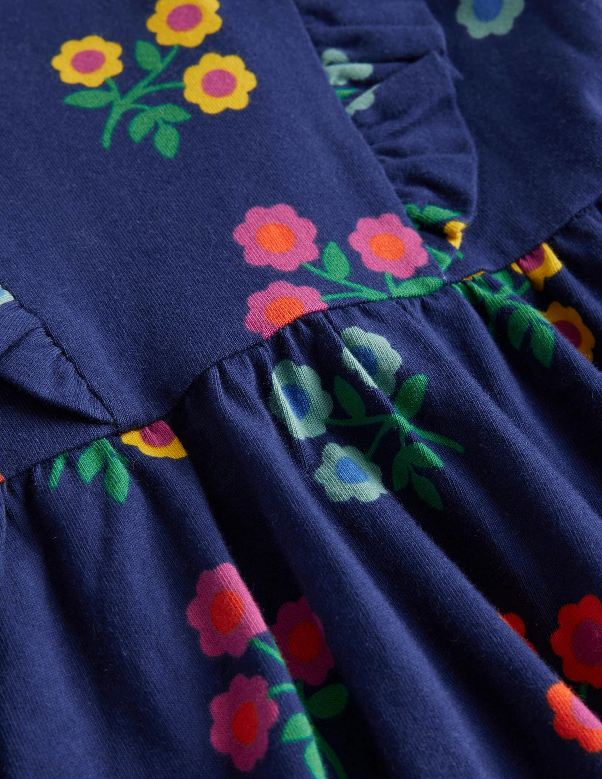 Long Sleeve Ruffle  Dress-College Navy Flower - Image 3