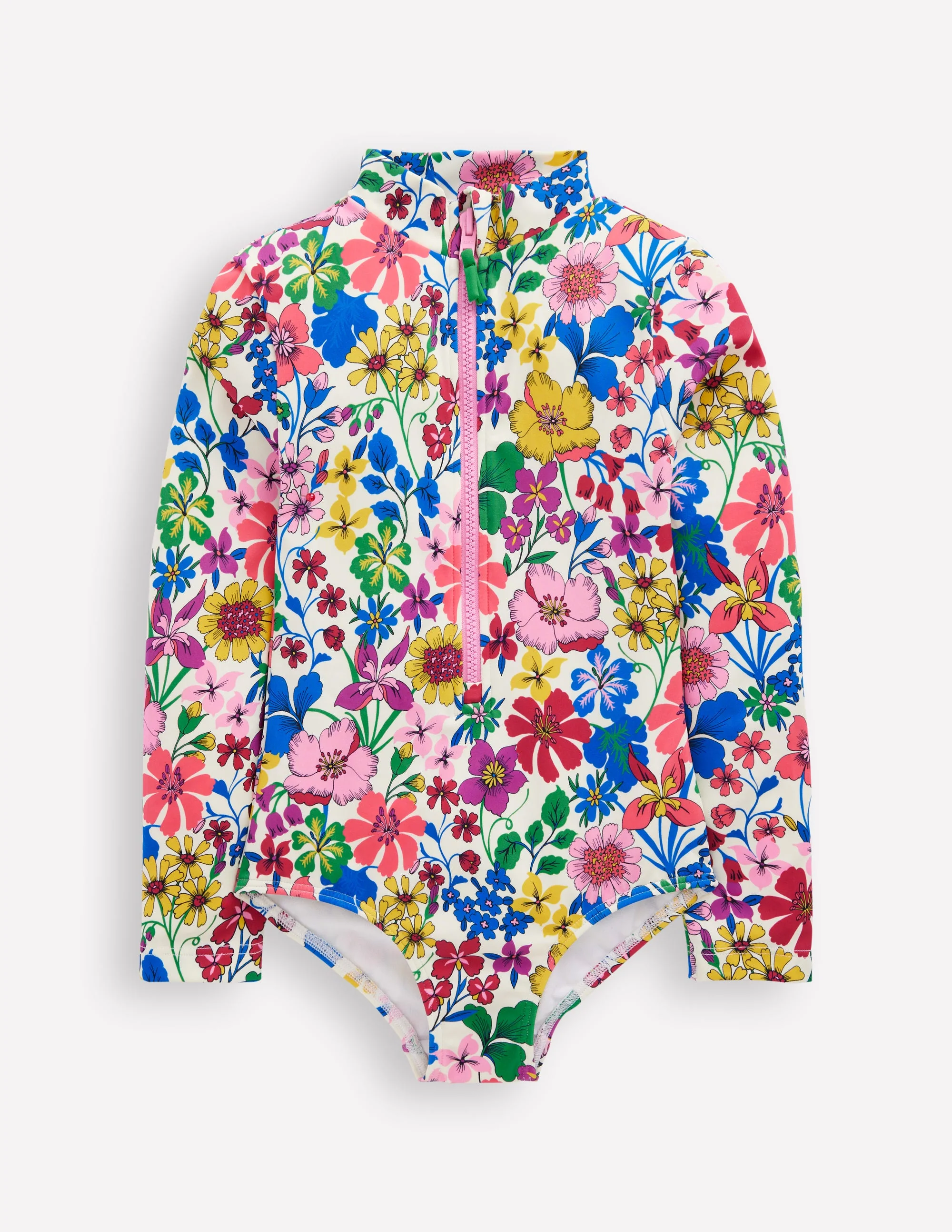 Long-sleeved Swimsuit-Multi Rainbow Floral