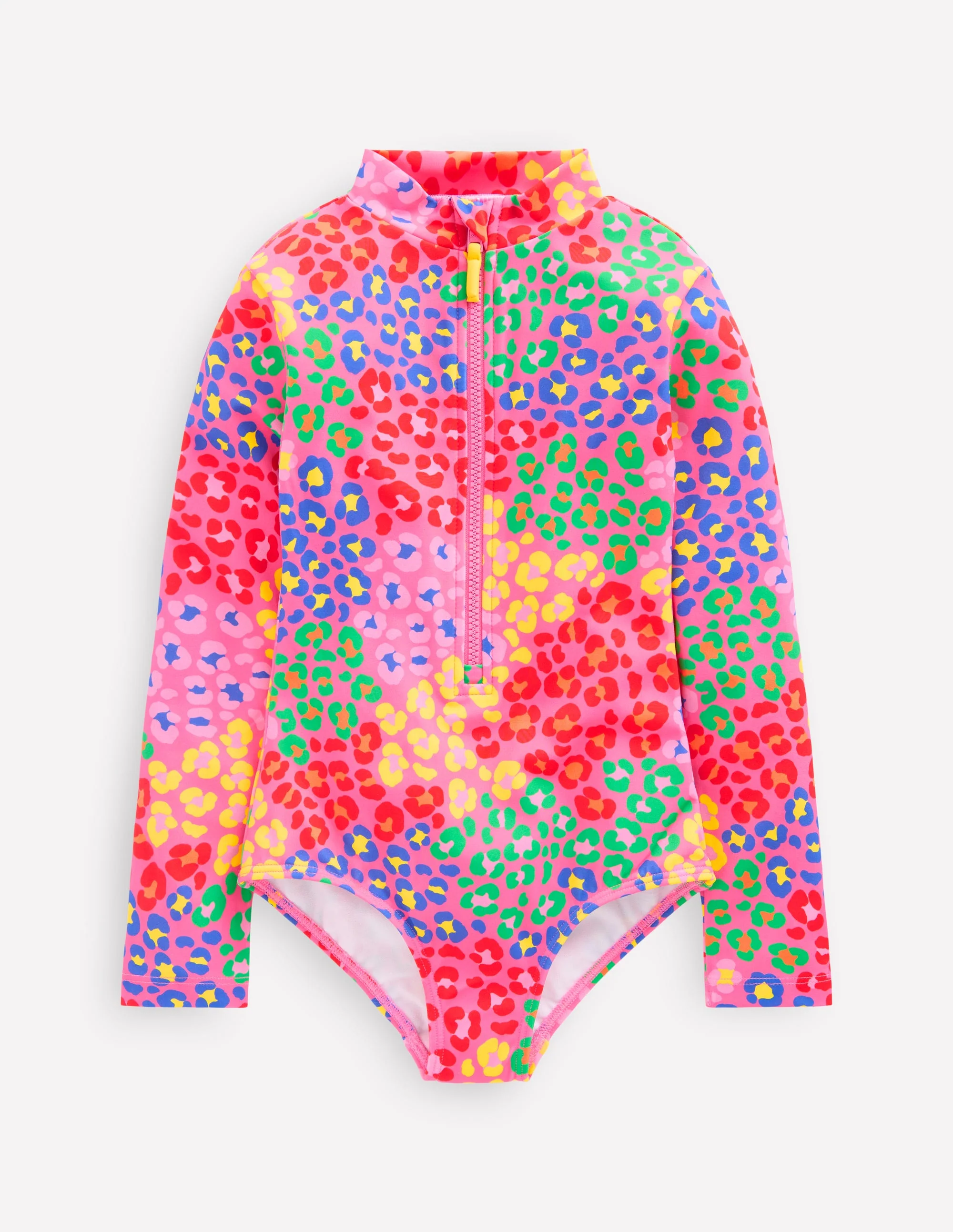 Long-sleeved Swimsuit-Pink Rainbow Leopard