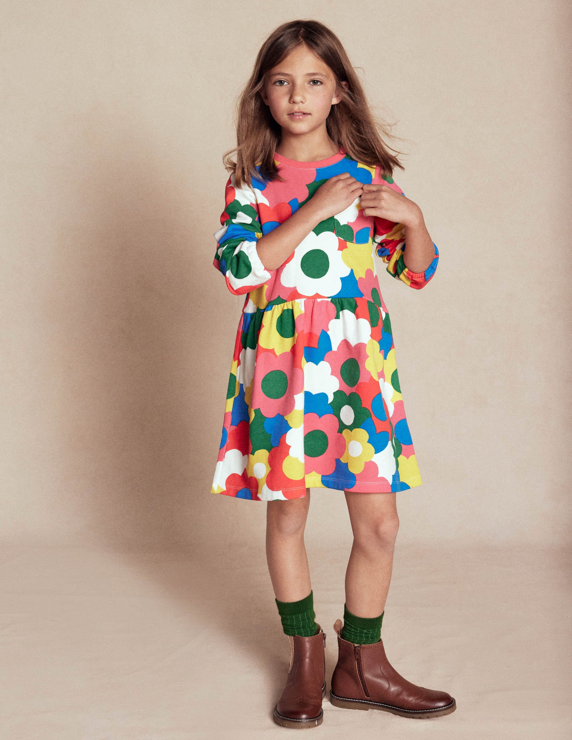Loopback Sweat Dress-Multi Rainbow Flower - Image 4