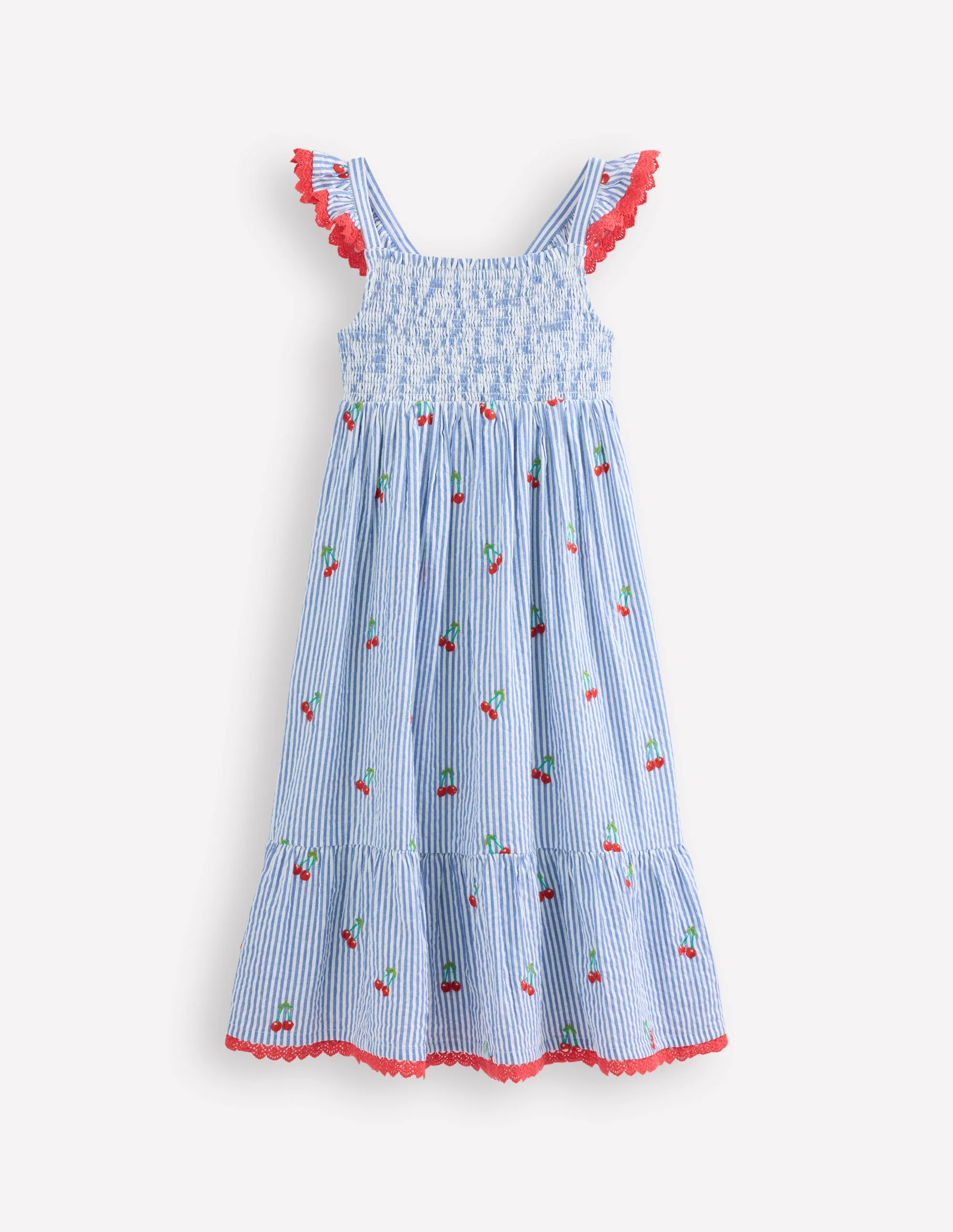 Luella Frill Maxi Sundress-Blue/White Cherries