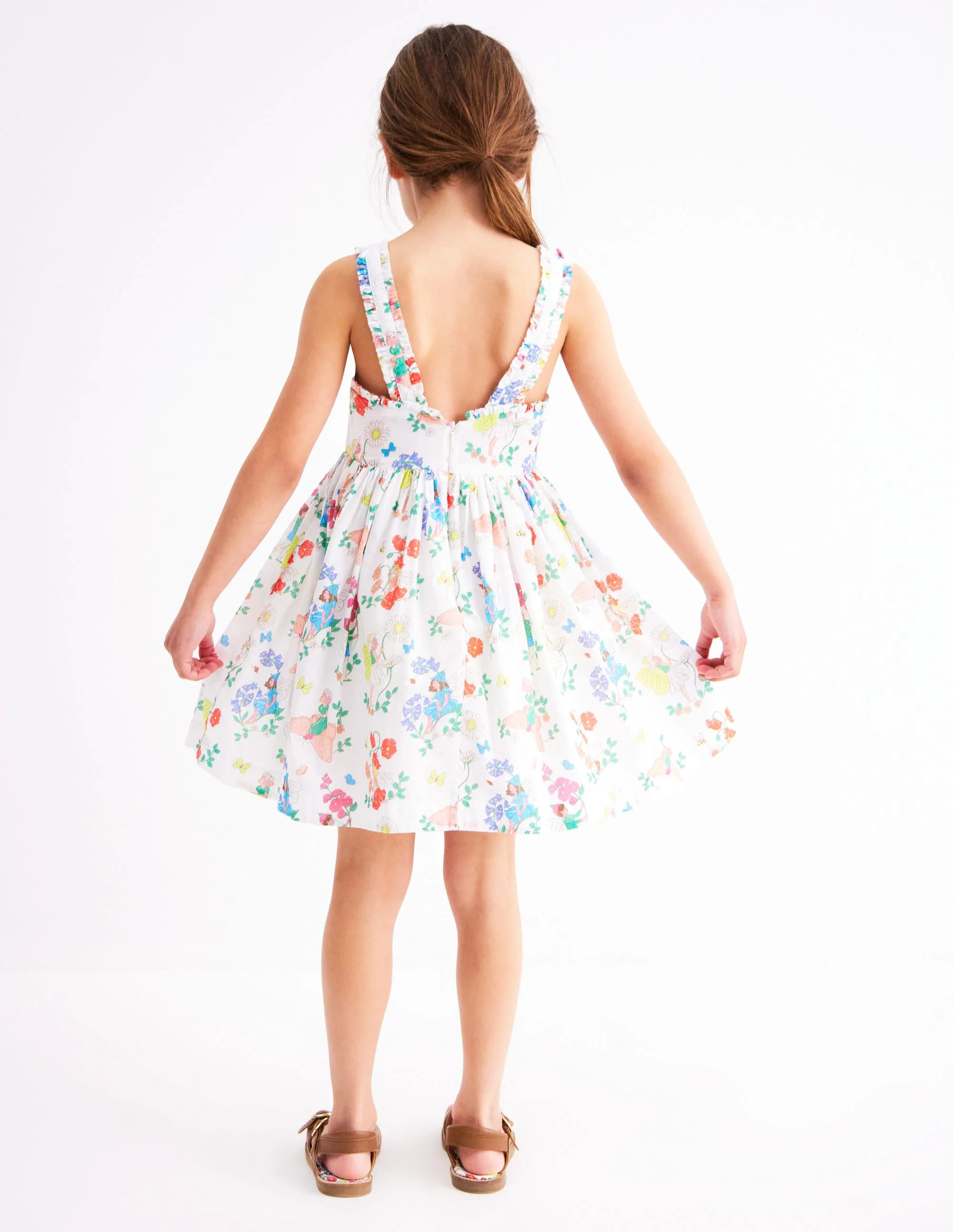 Luna Frill Strap Woven Dress-Multi Flower Fairy - Image 3