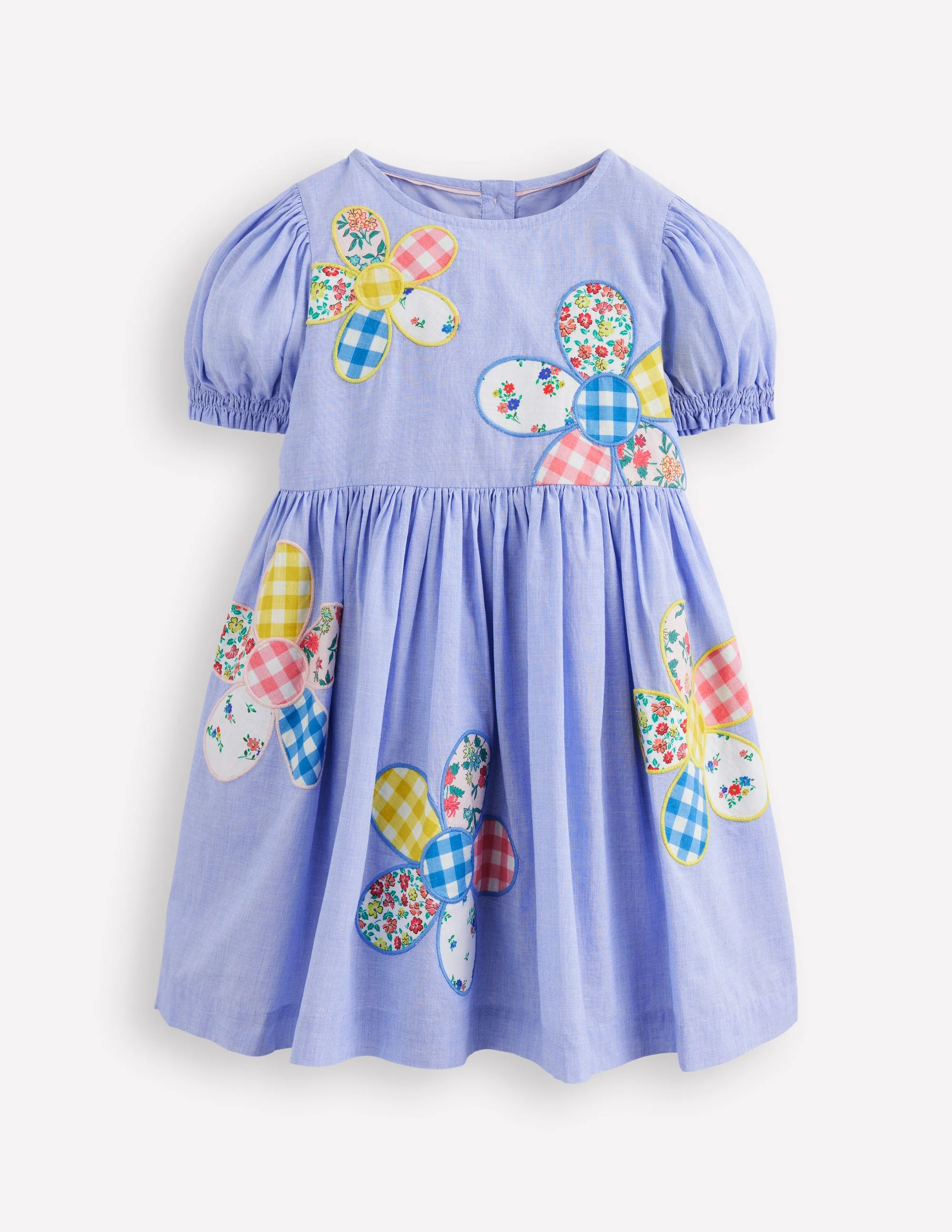 Madeline Woven Dress-Floral Patchwork Applique - Image 4