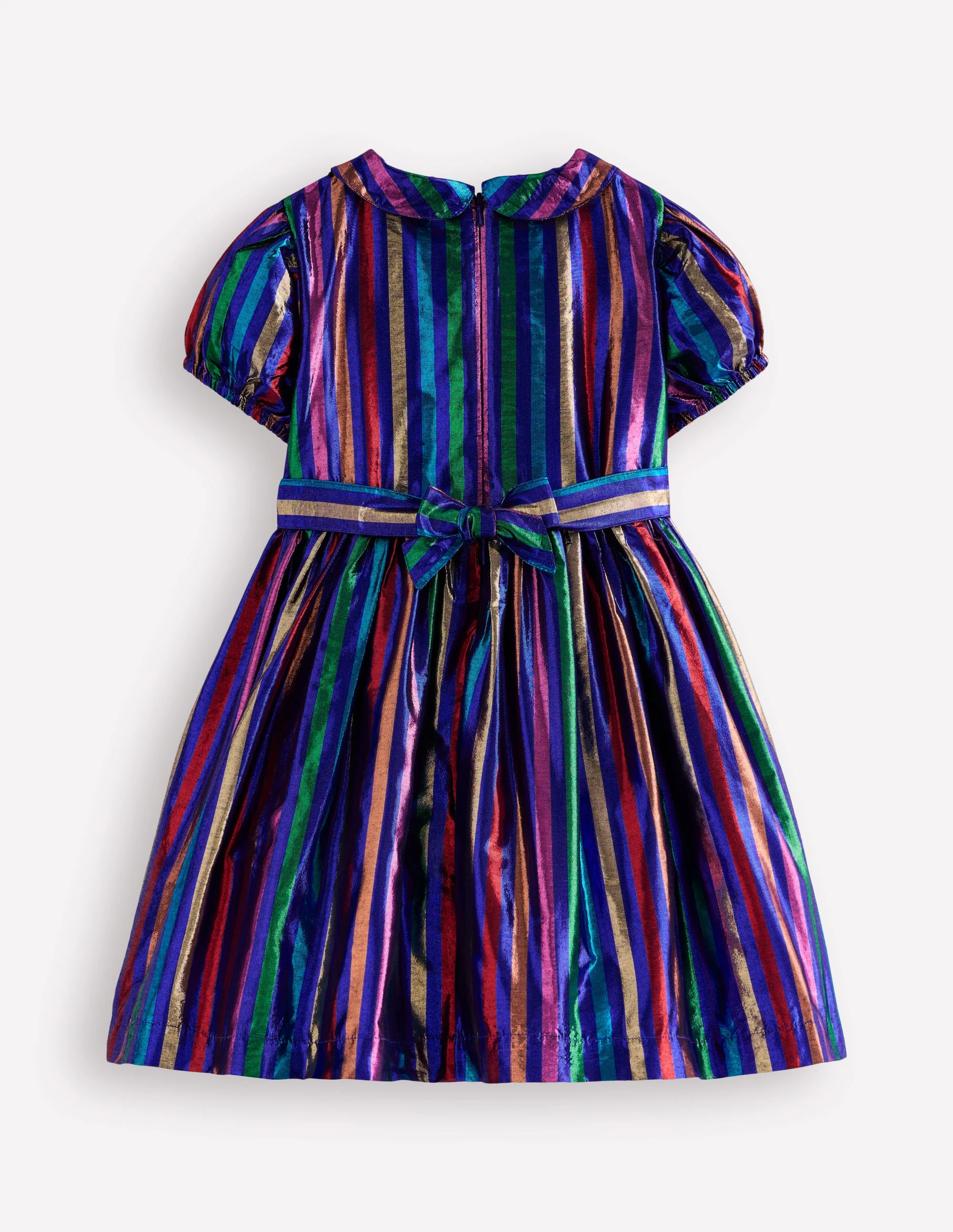 Metallic Smocked Party Dress-Multi Lurex Stripe - Image 2