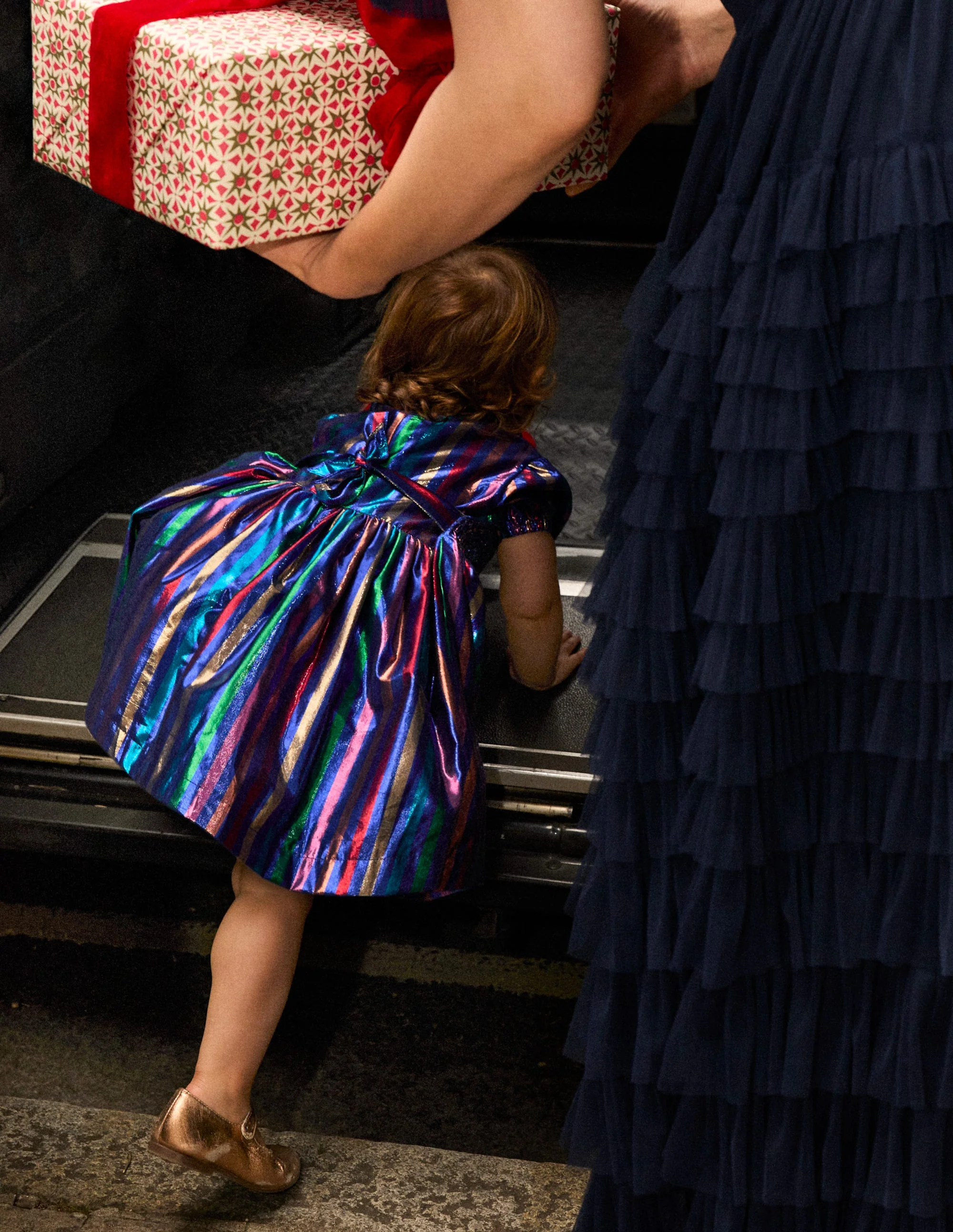 Metallic Smocked Party Dress-Multi Lurex Stripe - Image 4