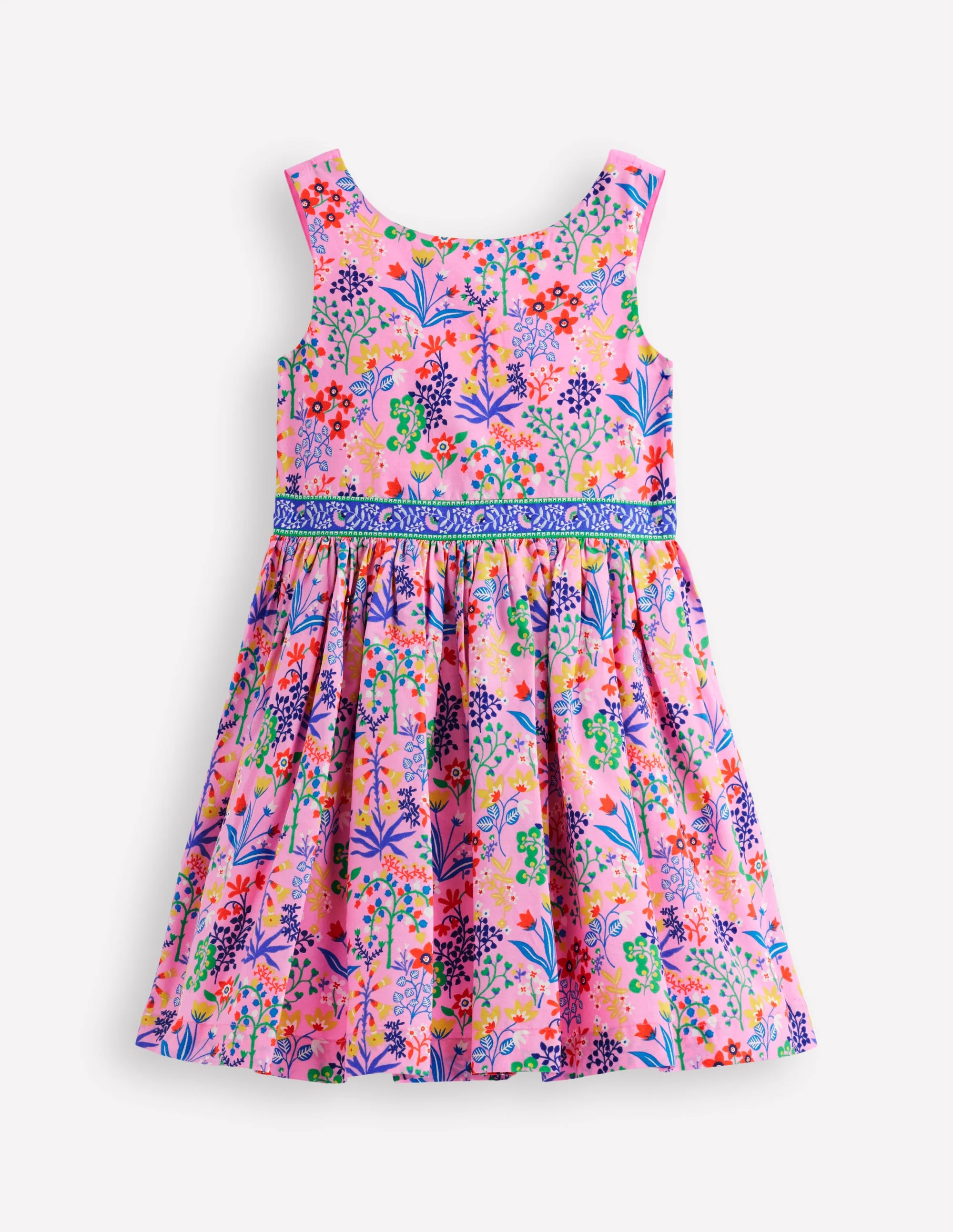 Multi Strap Flare Dress-Meadowsweet Pink Garden Floral
