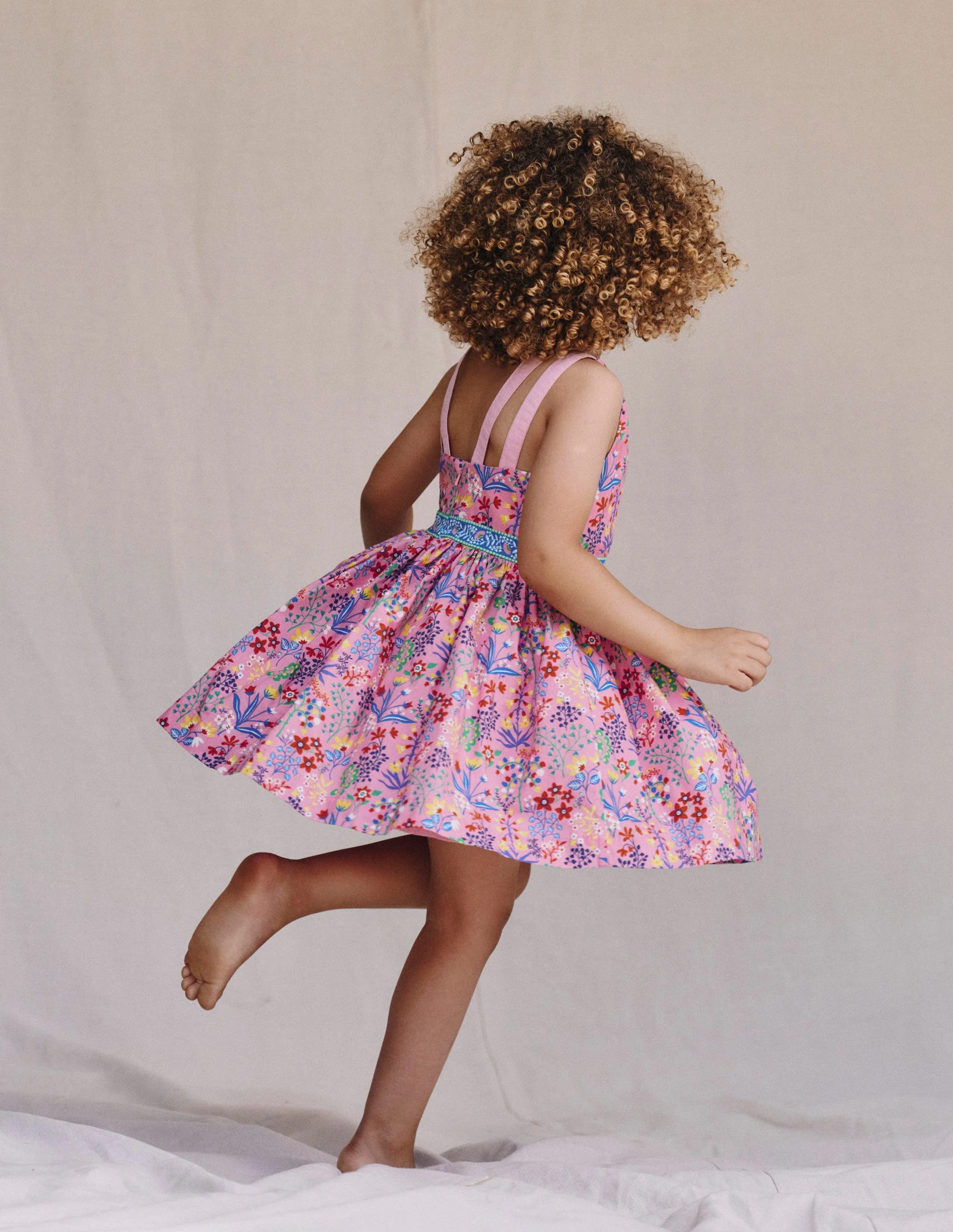 Multi Strap Flare Dress-Meadowsweet Pink Garden Floral - Image 4