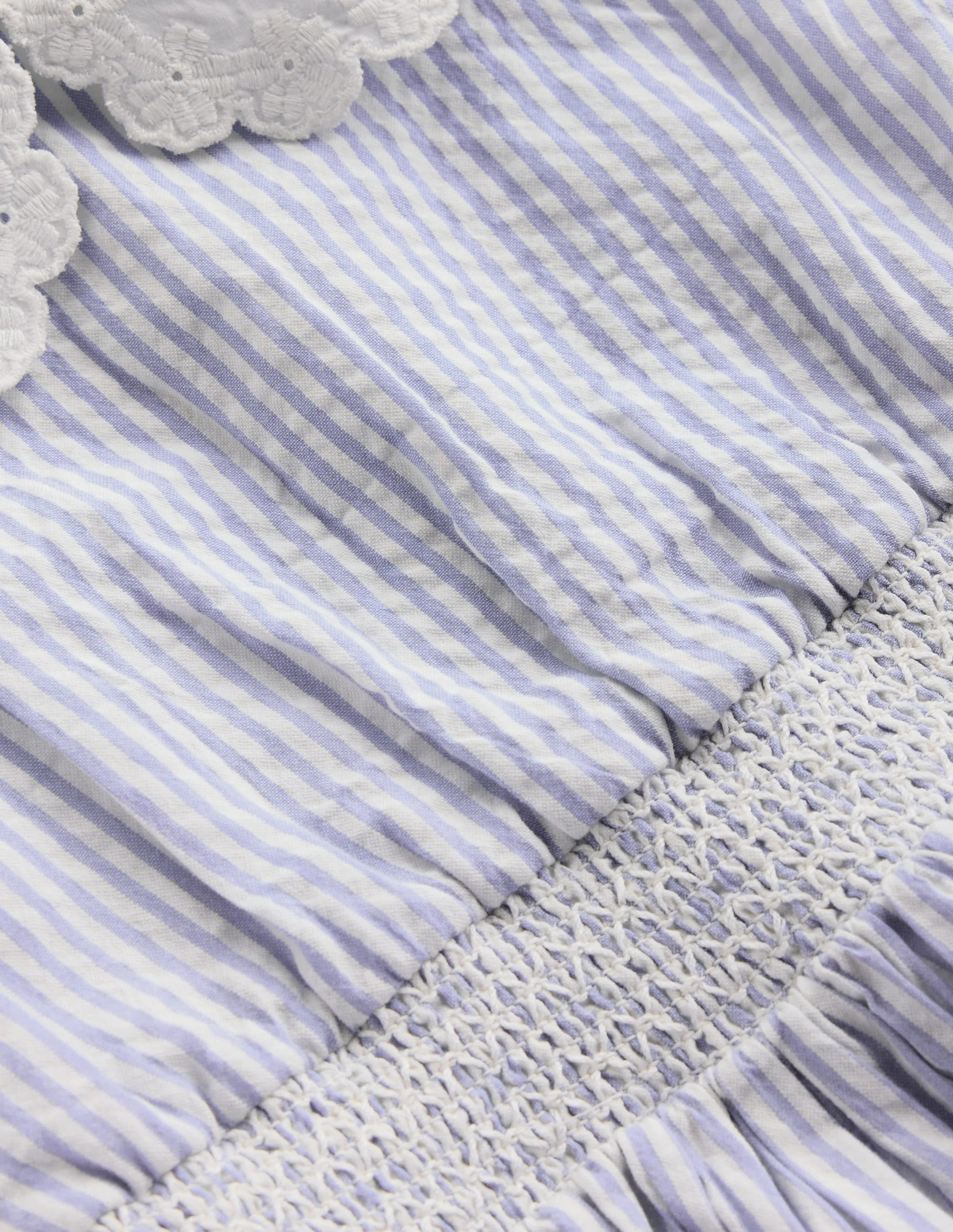 Nostalgic Broderie Dress-Salt Blue Ticking Stripe - Image 3