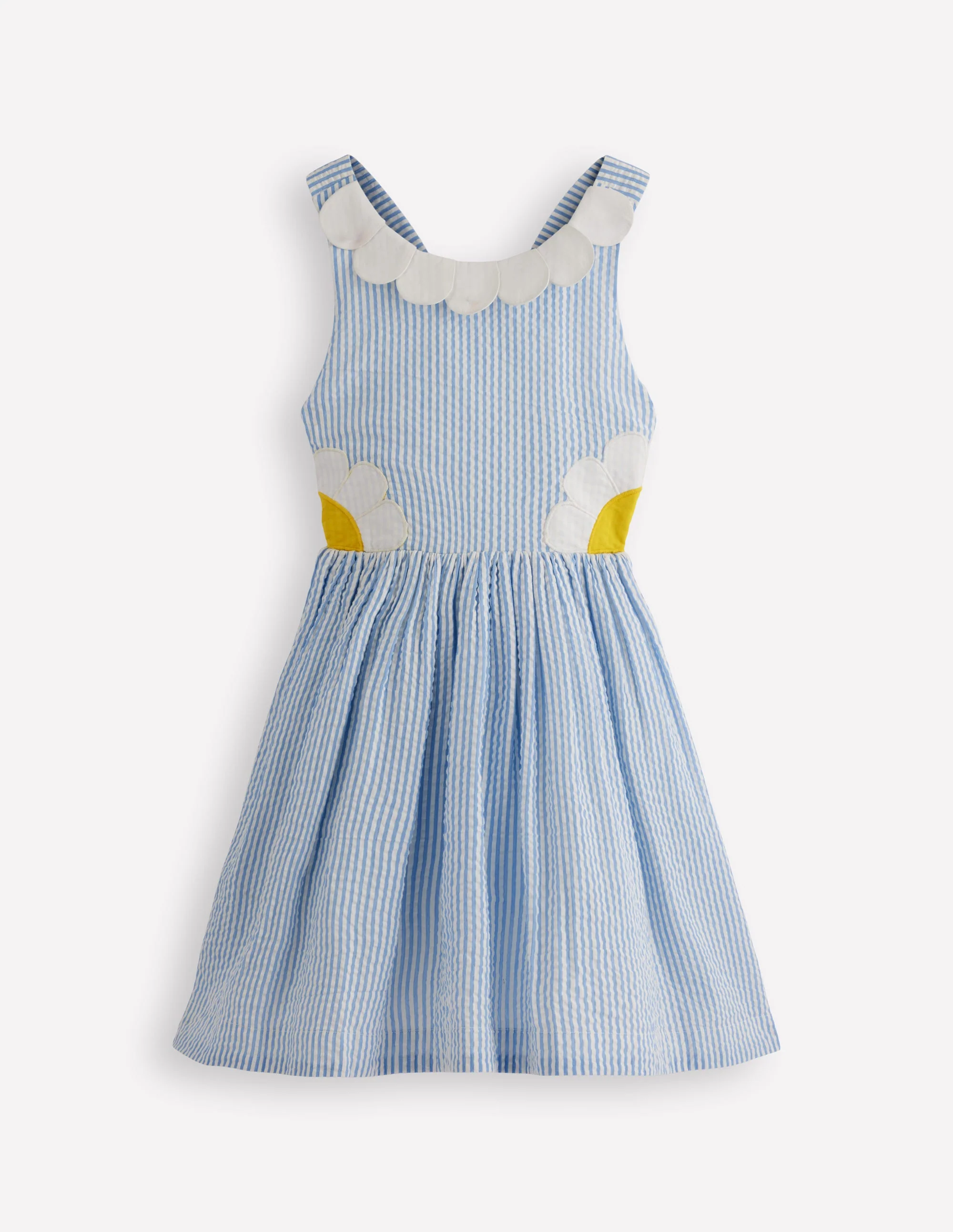 Novelty Cross-back Dress-Blue Daisy Applique - Image 4