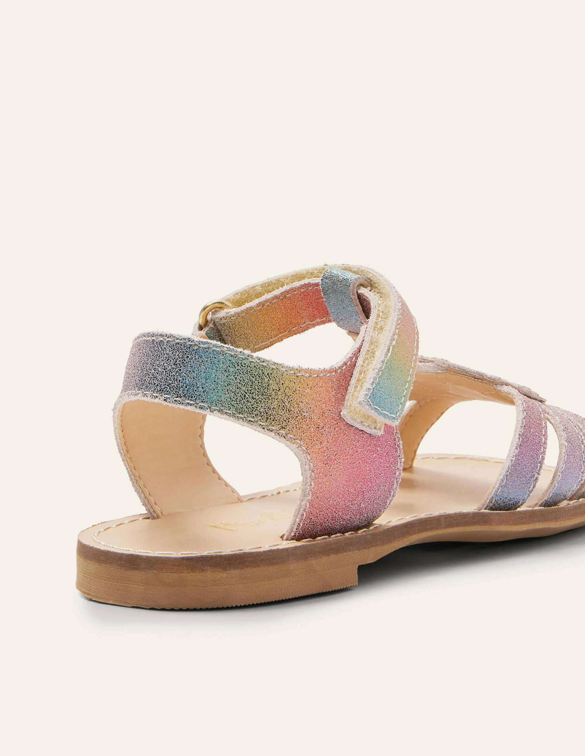 Novelty Leather Sandals-Rainbow Metallic Shell - Image 3
