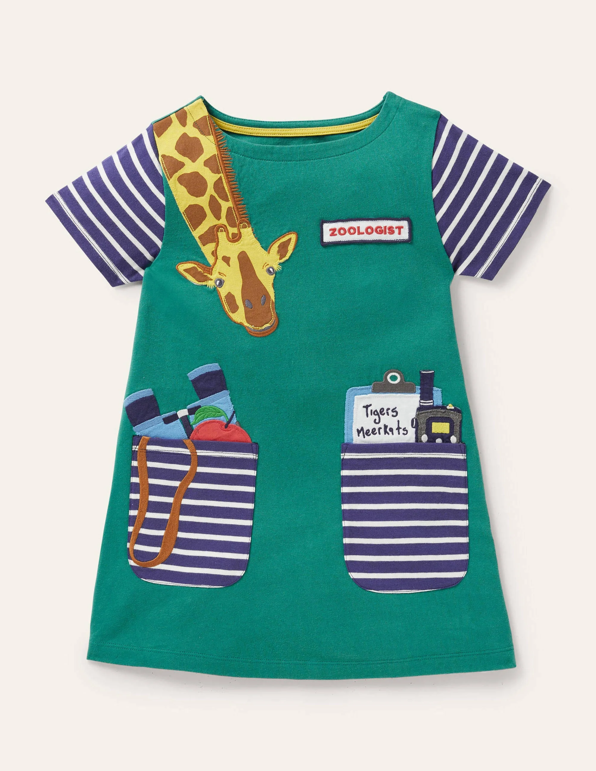 Novelty Pocket Jersey Tunic-Sardinia Green Giraffe