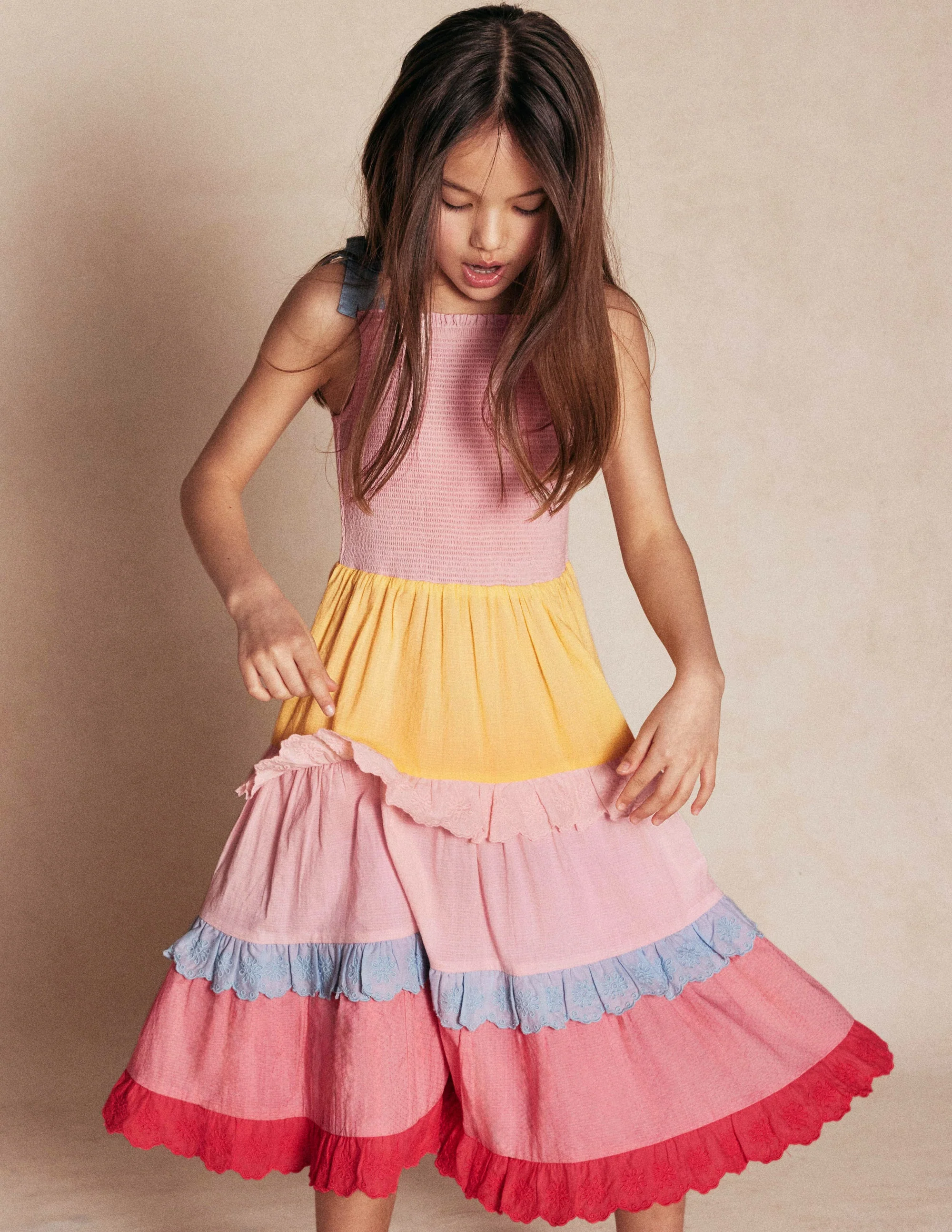 Odette Tiered Woven Sundress-Broderie Colourblock - Image 4
