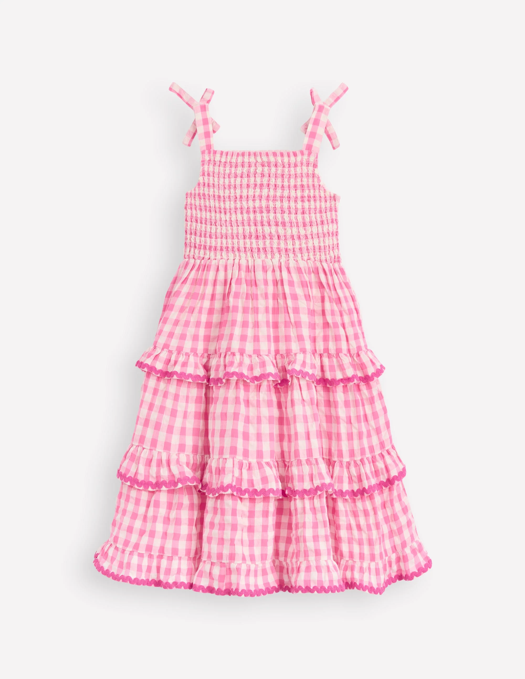 Odette Tiered Woven Sundress-Pink Gingham Daisies - Image 2