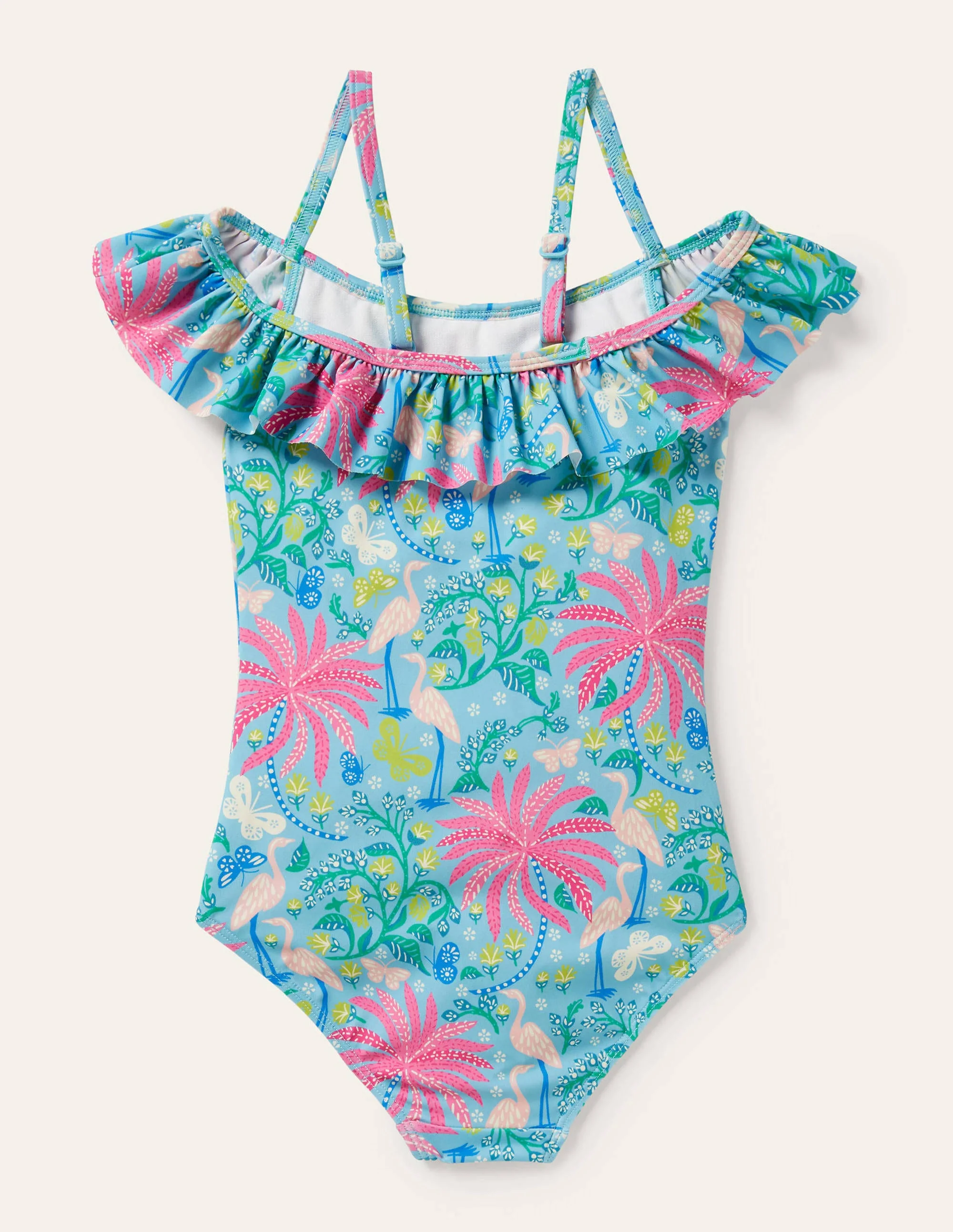 Off-Shoulder Swimsuit-Aqua Blue Tropical Charm - Image 2