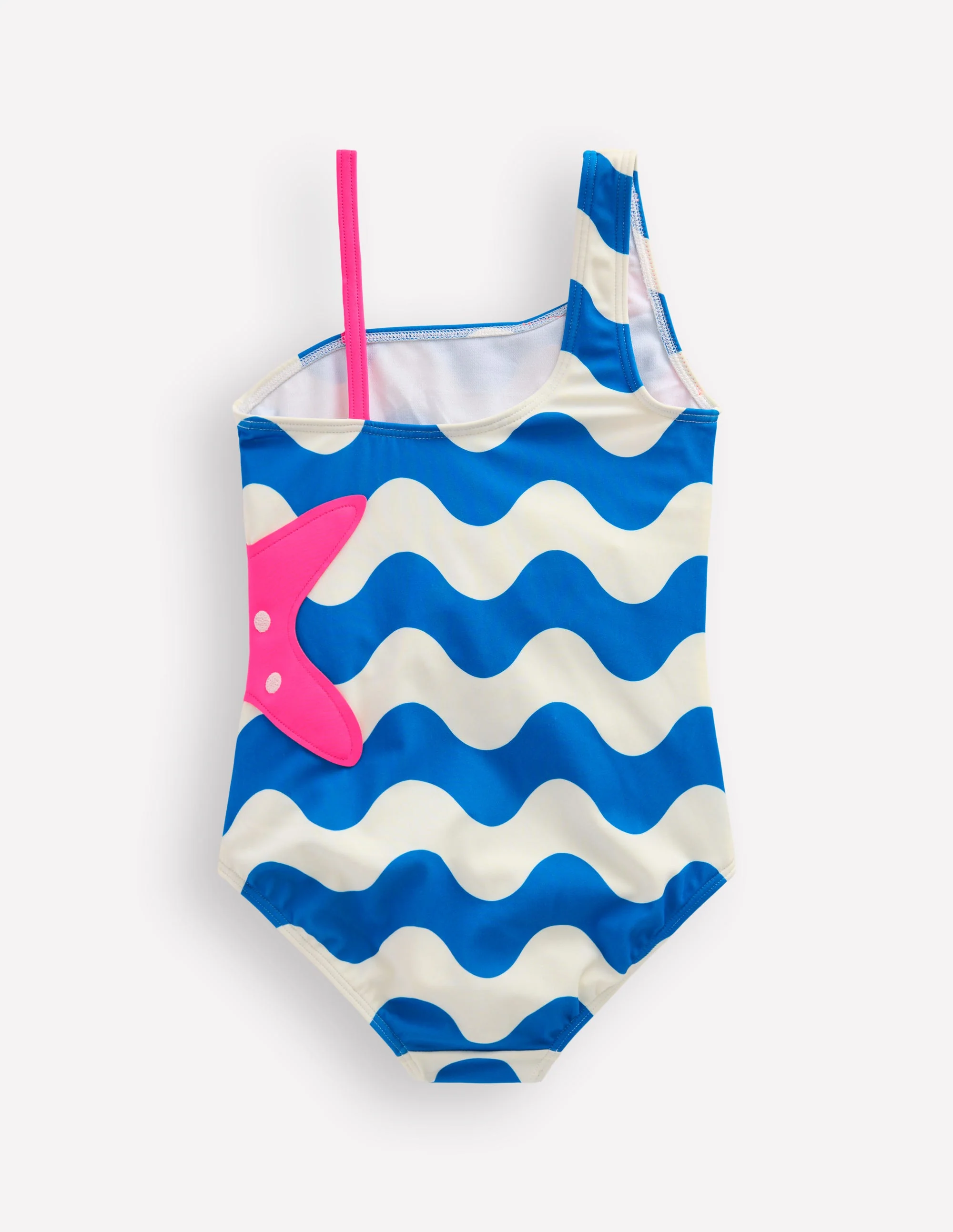 One Shoulder Appliqué Swimsuit-Kingfisher Blue Wave Starfish - Image 2