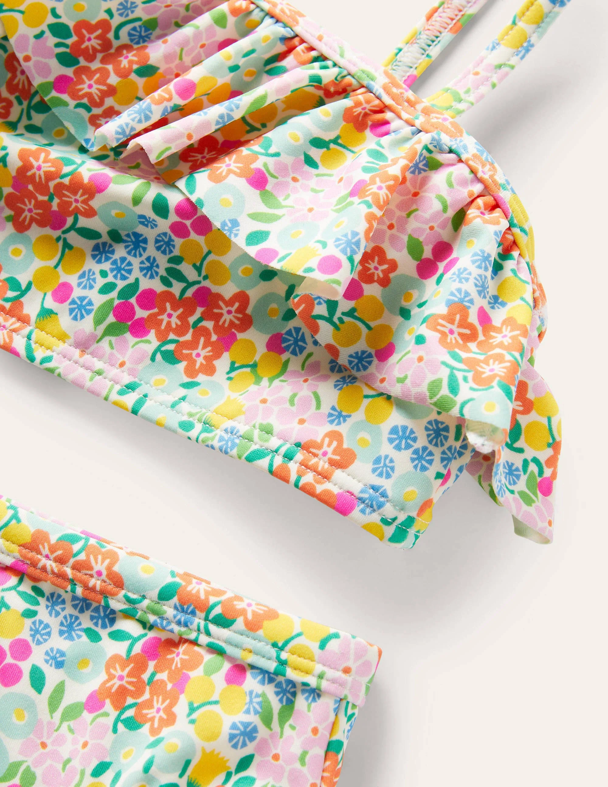 One Shoulder Frilly Bikini-Multi Tropical Flowerbed - Image 3