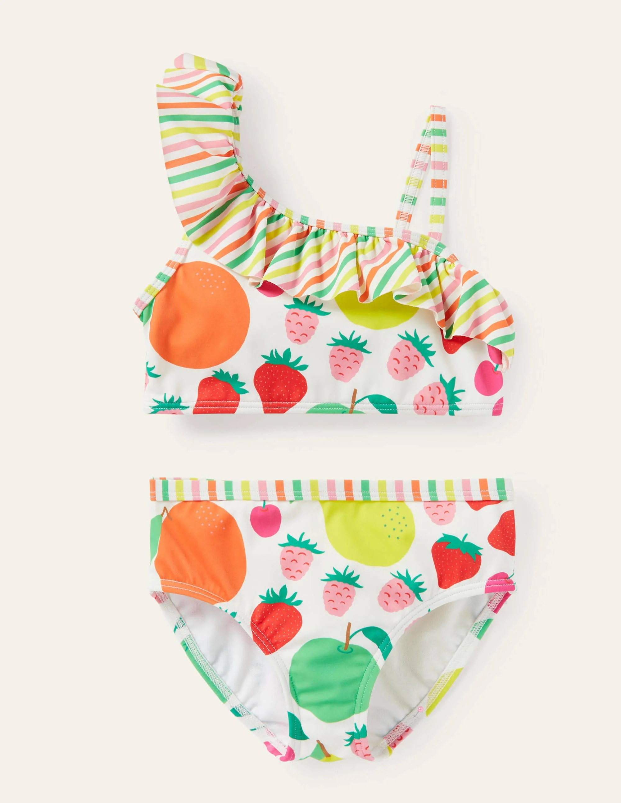 One Shoulder Frilly Bikini-Multi Tutti Fruitti
