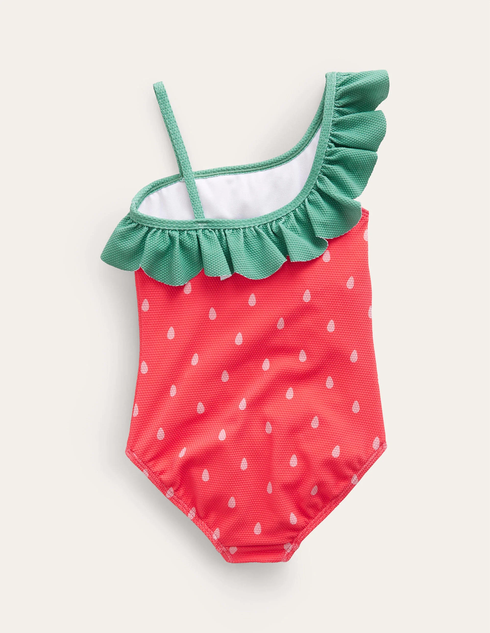 One Shoulder Textured Swimsuit-Jam Strawberry Pip - Image 2